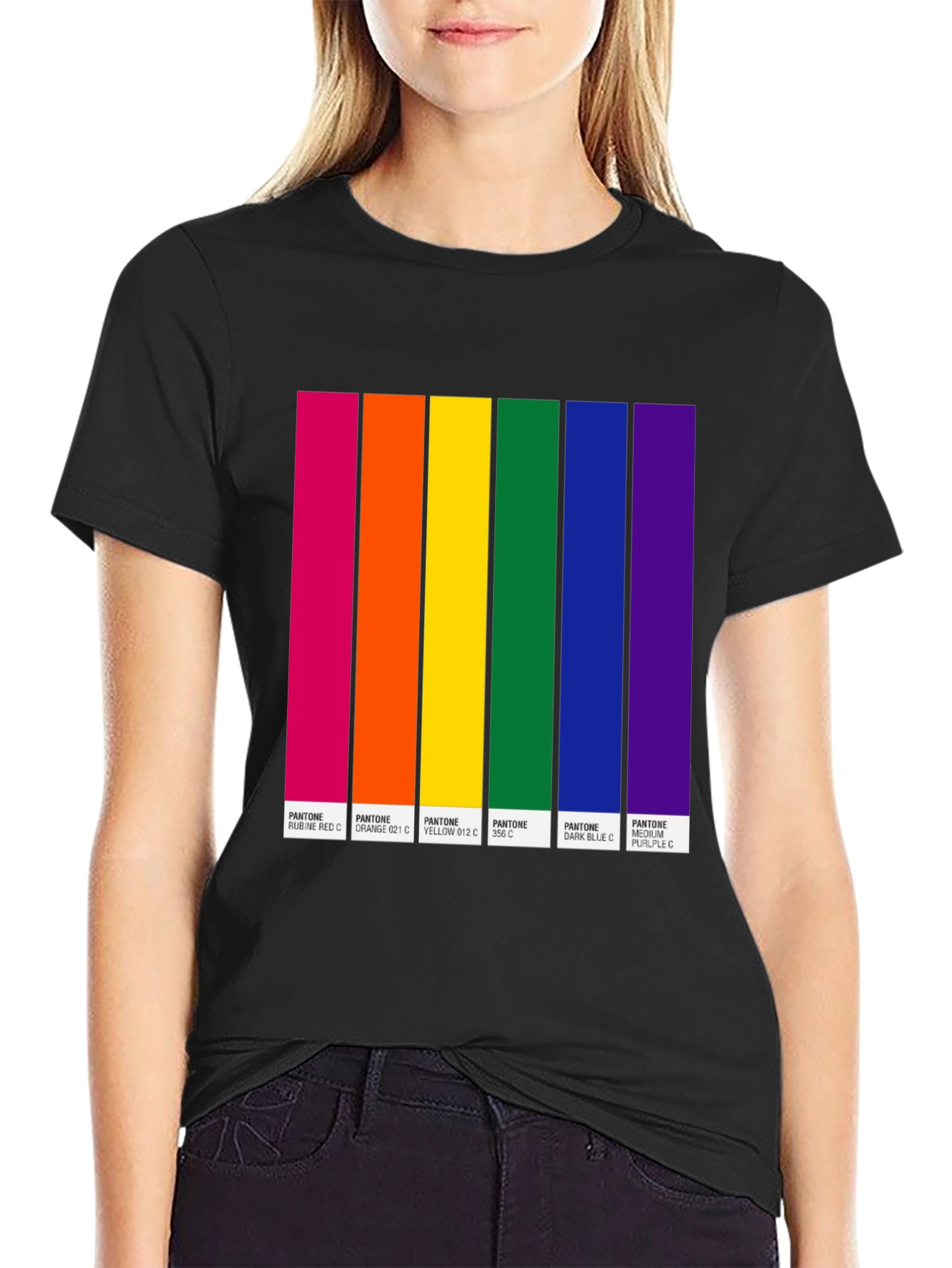 Black Rainbow Pantone Color Bar T-Shirt view 2