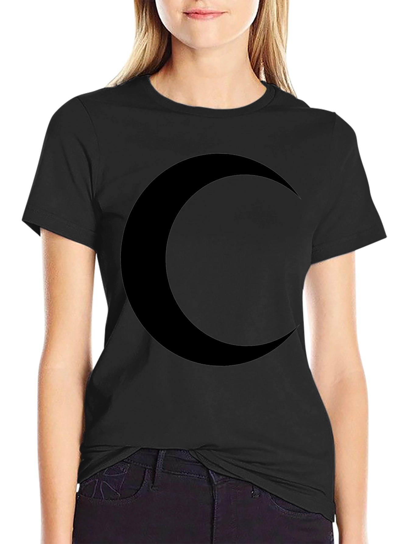 Black Crescent Moon Black T-Shirt - Stylish & Comfortable view 2