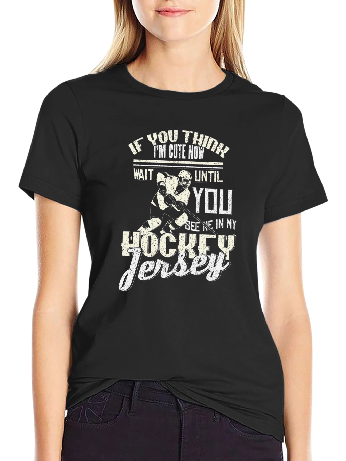 Black Funny Hockey Jersey T-Shirt view 2