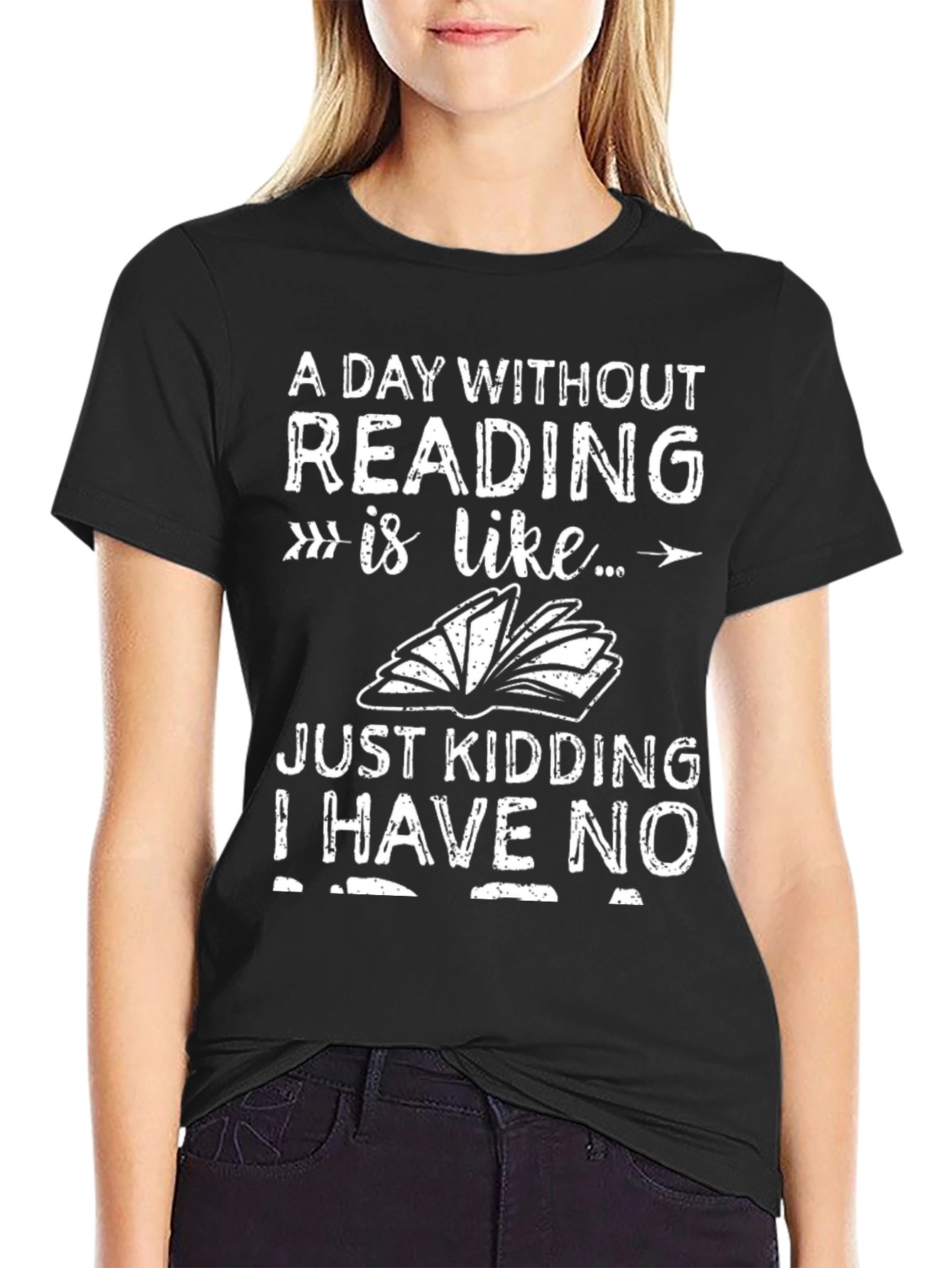 Black Funny Reading T-Shirt - A Day Without Reading view 2