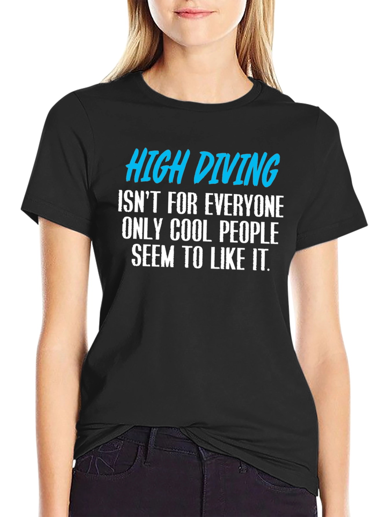 Black High Diving Funny Graphic T-Shirt view 2