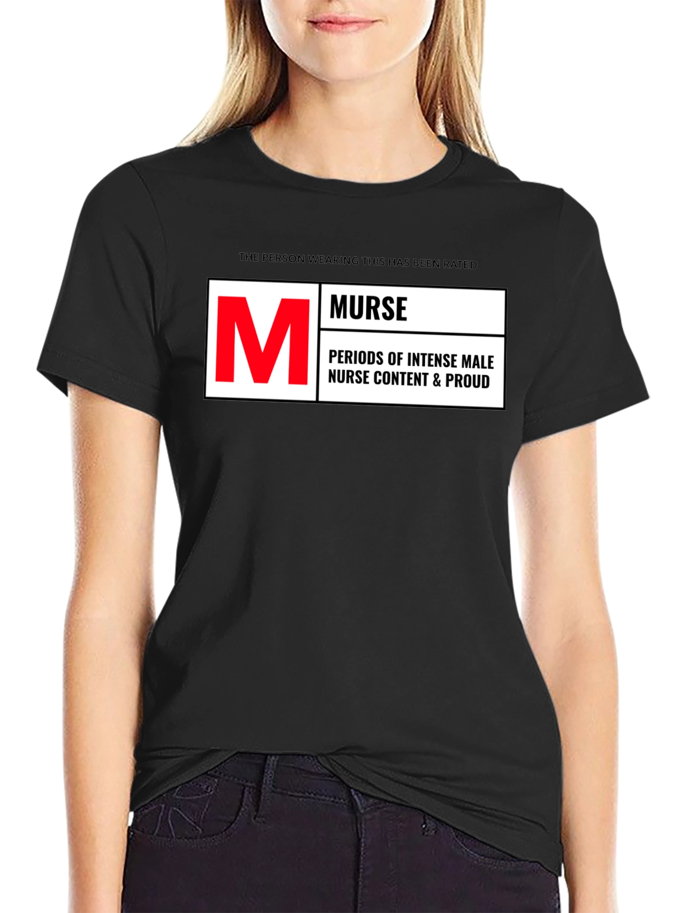 Black Murse T-Shirt: Male Nurse Content view 2
