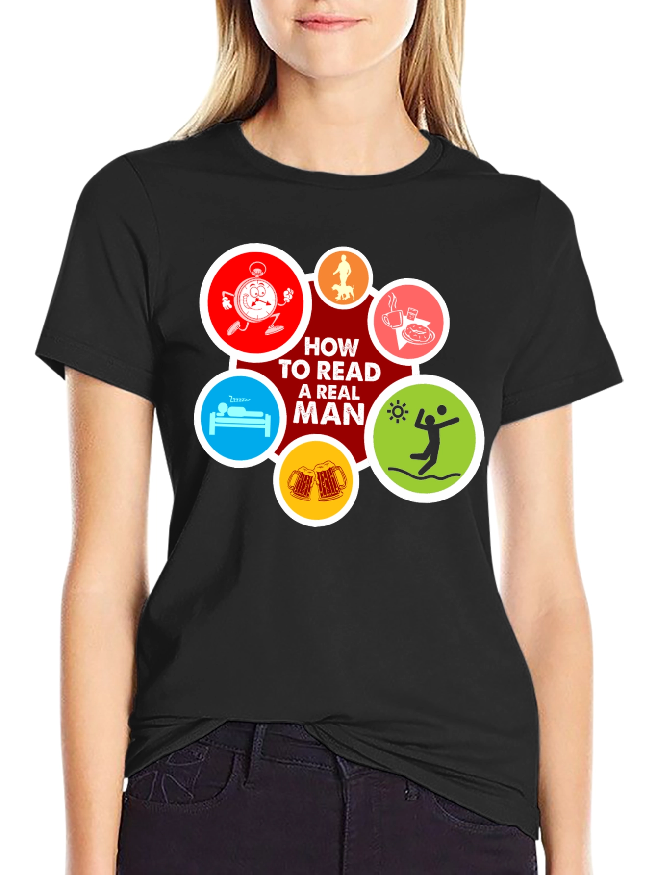Black How to Read a Real Man T-Shirt view 2