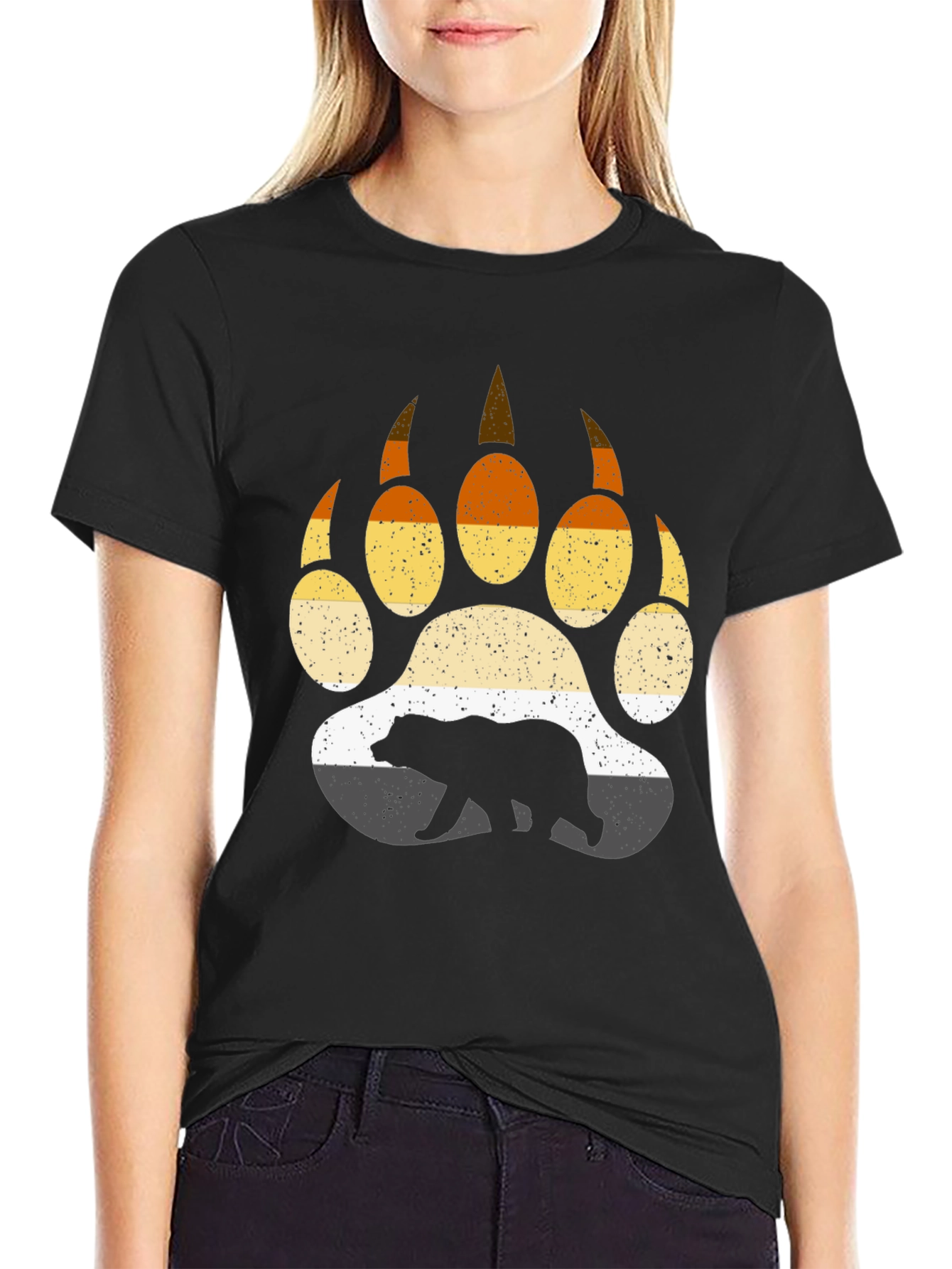 Black Bear Pride Paw Print T-Shirt view 2