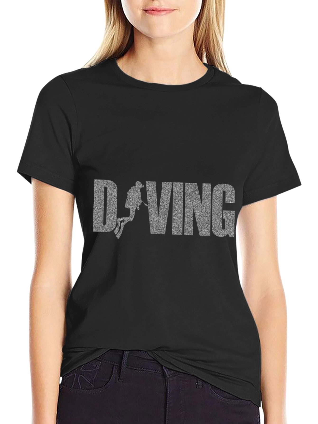 Black Diving Graphic T-Shirt - Black view 2