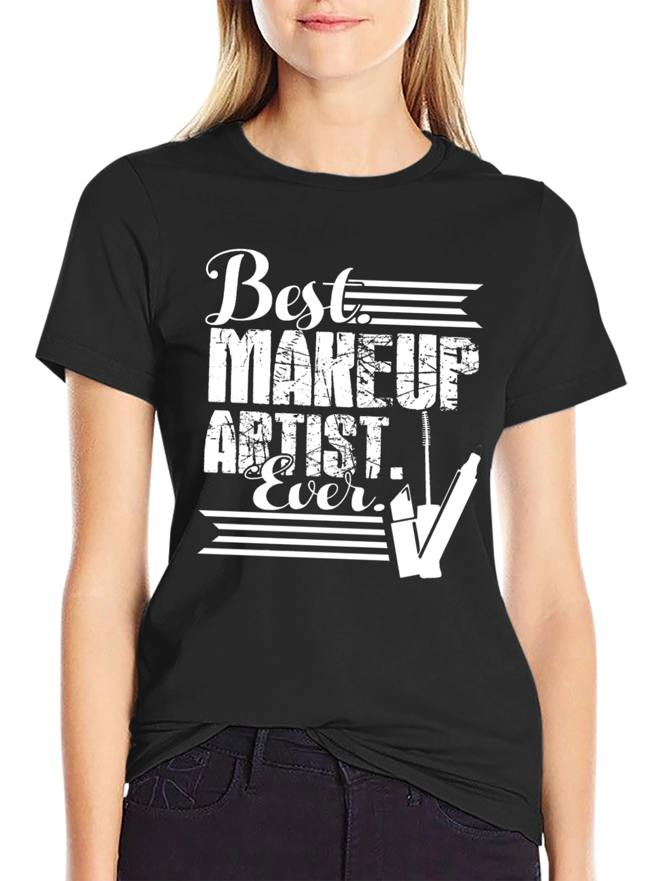 Black Best Makeup Artist Ever T-Shirt, Unisex Tee view 2