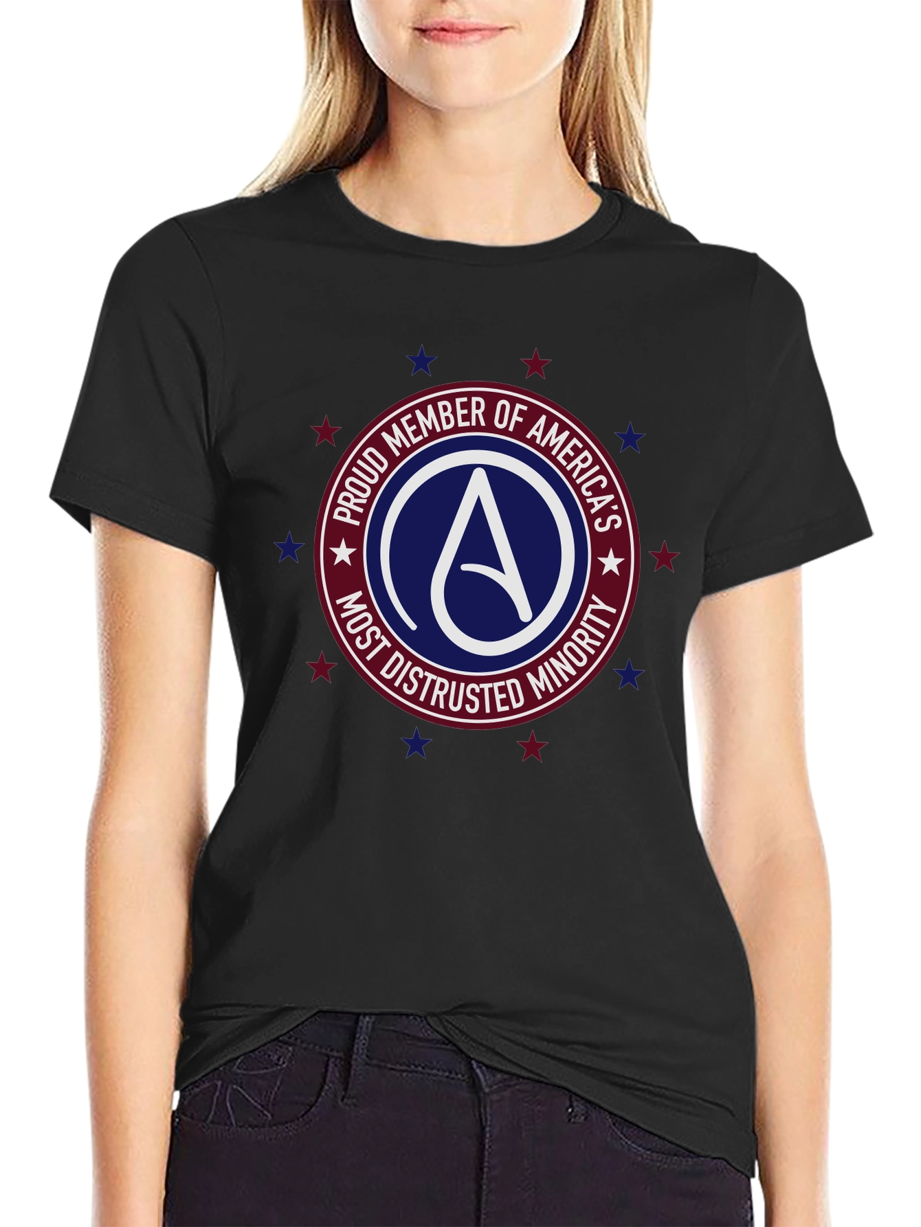 Black Atheist Pride T-Shirt - Most Distrusted Minority Tee view 2