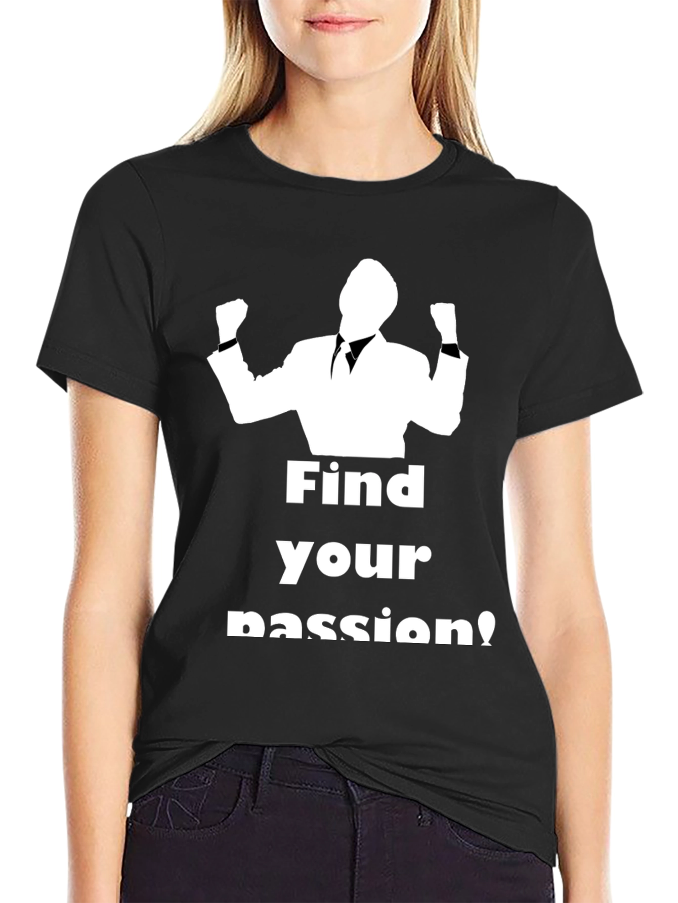 Black Find Your Passion Black Graphic T-Shirt view 2