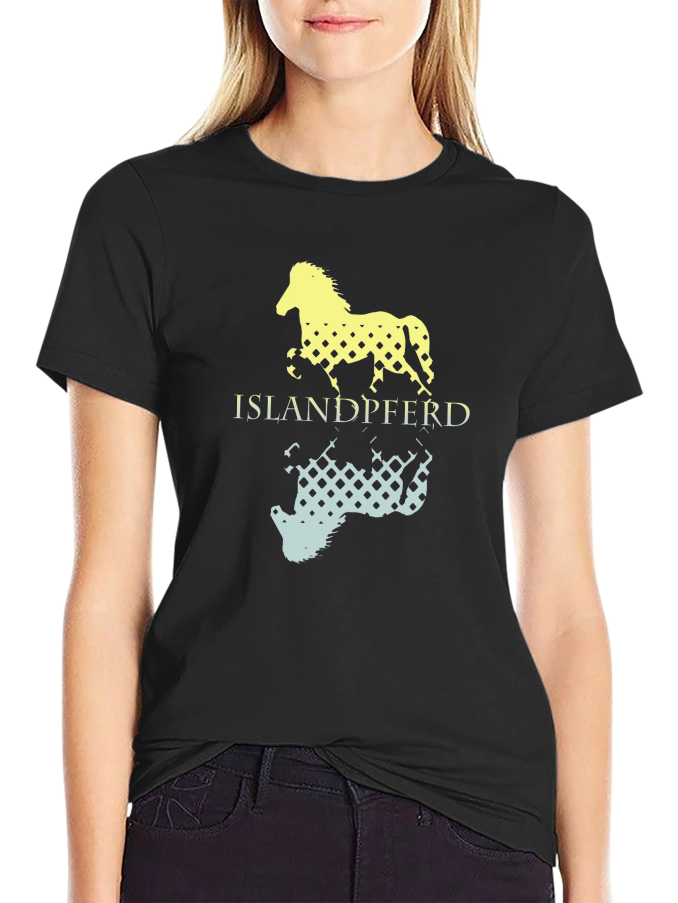 Black Islandpferd Horse Graphic Tee - Black view 2