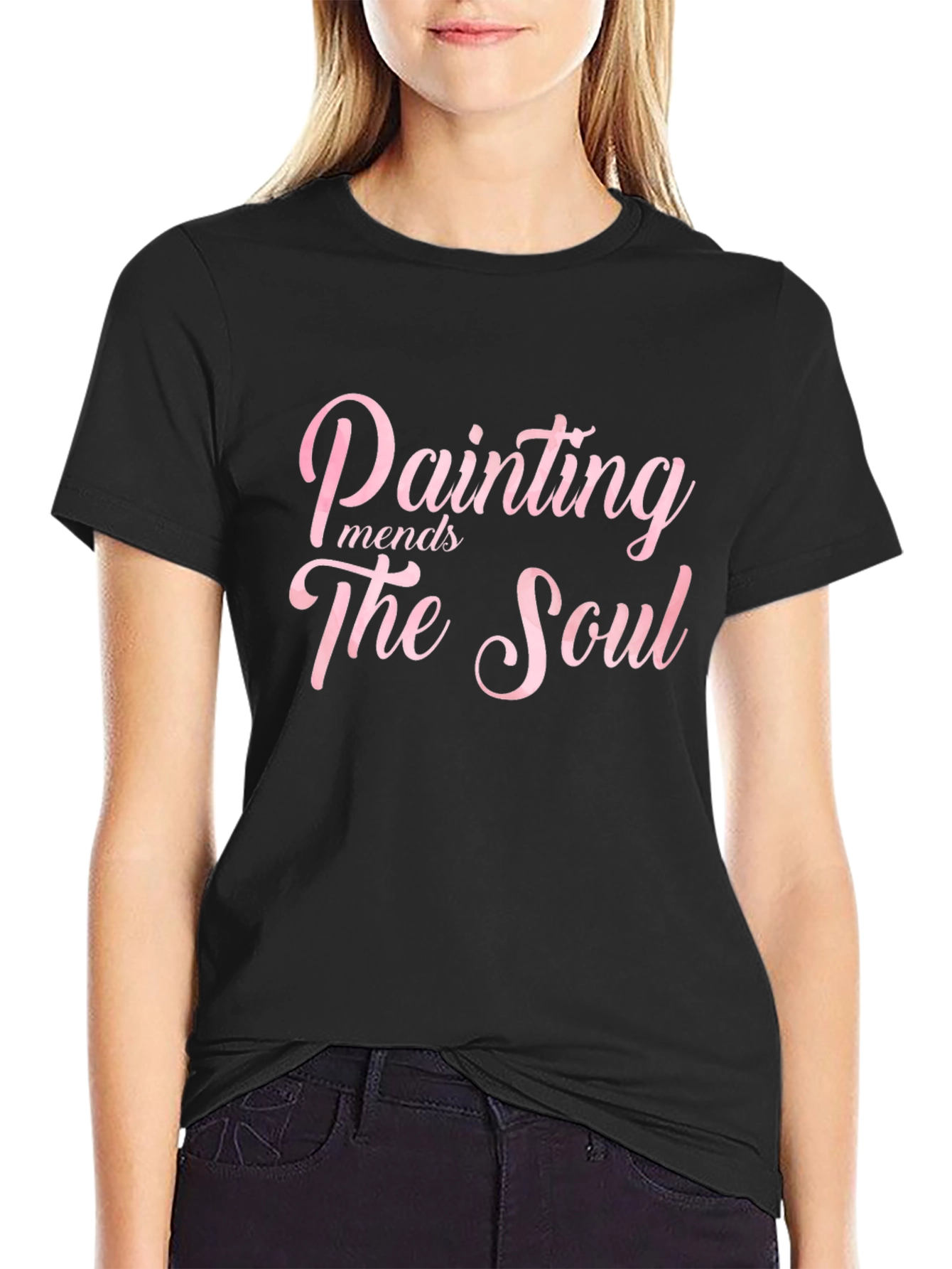 Black Painting Mends The Soul Black T-Shirt view 2