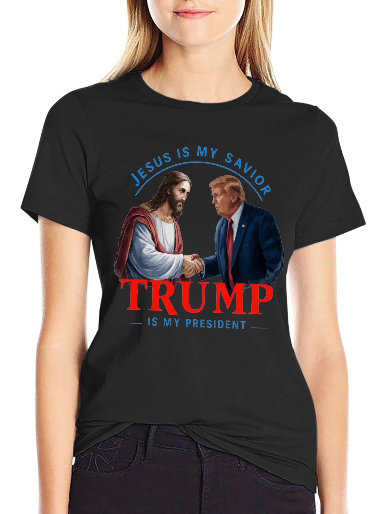 Black Jesus & Trump T-Shirt: Savior and President view 2