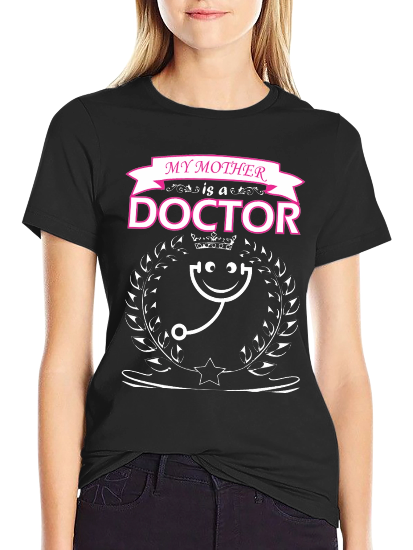 Black My Mother is a Doctor T-Shirt view 2
