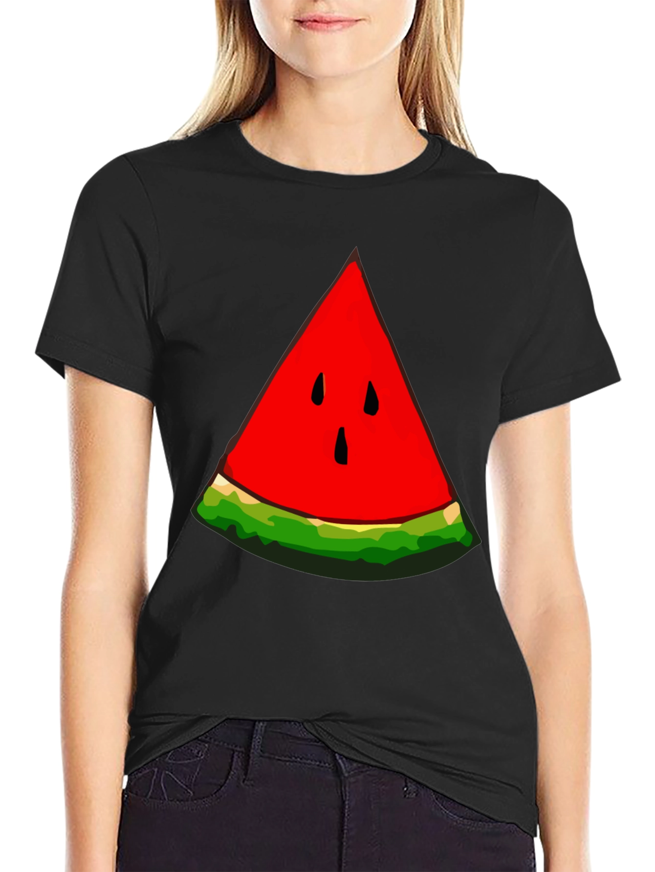 Black Watermelon Slice Graphic T-Shirt - Unisex Summer Style view 2