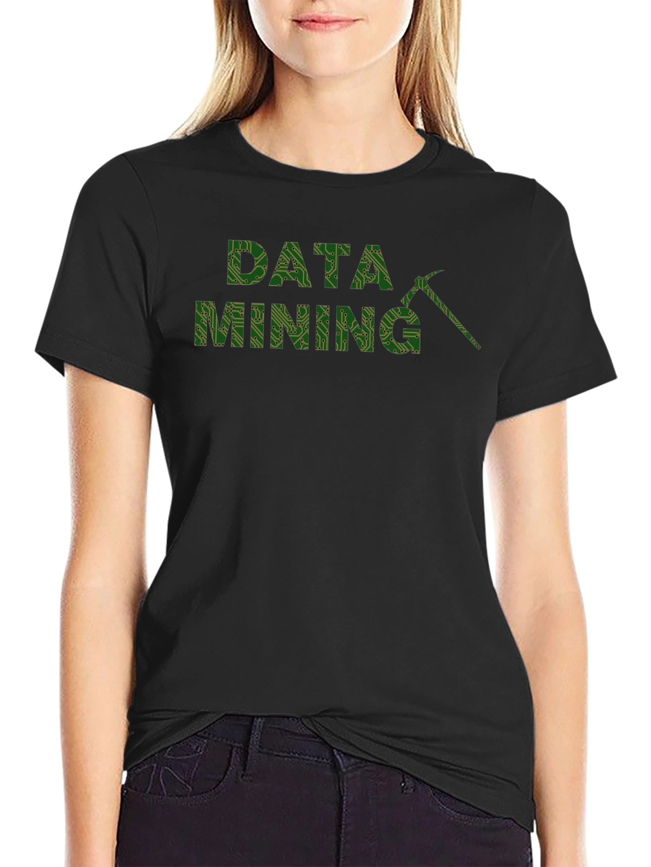 Black Data Mining Circuit Board Graphic T-Shirt view 2