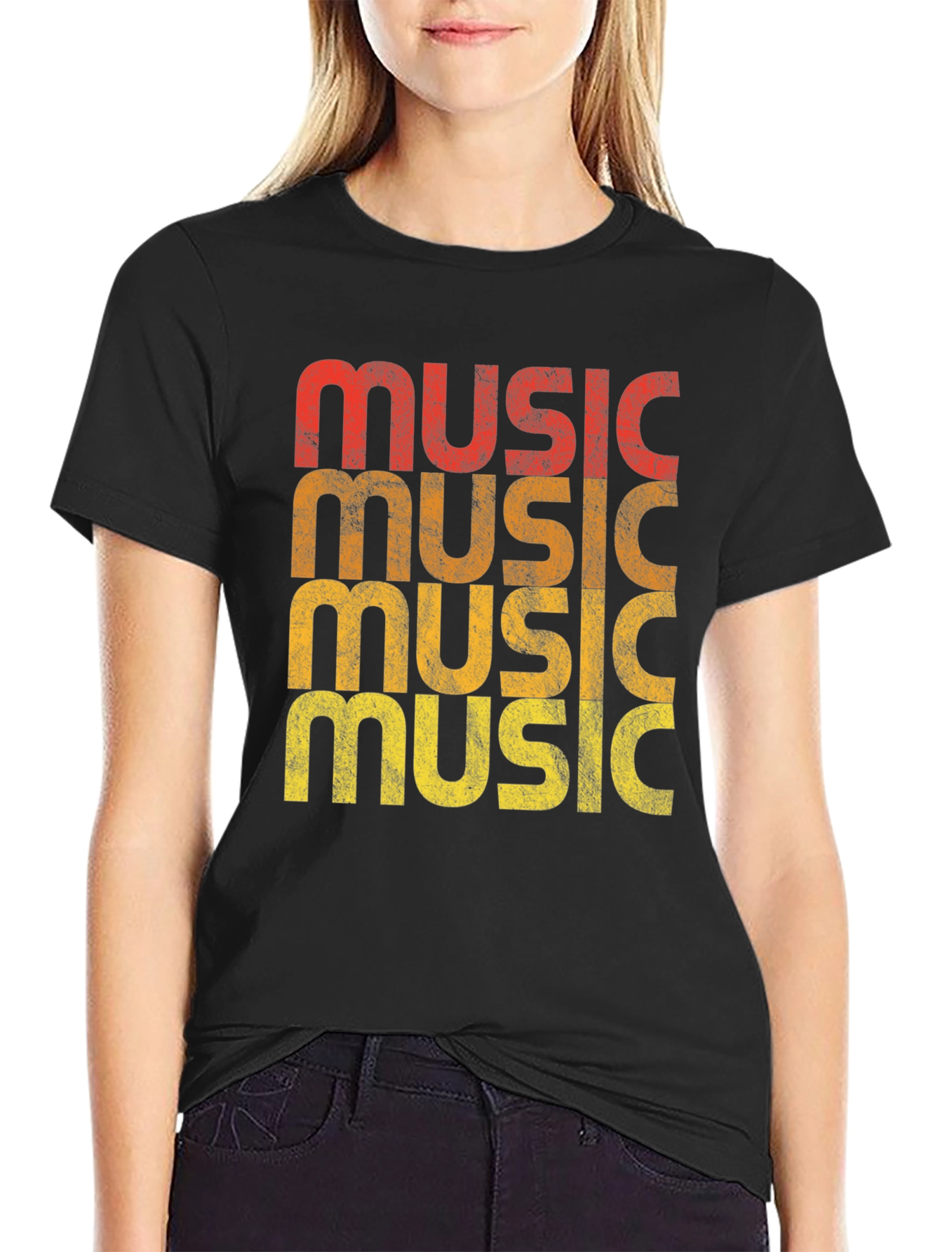 Black Retro Music Graphic T-Shirt view 2