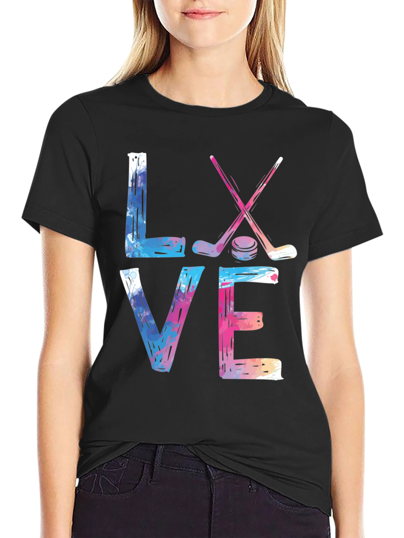 Black Love Hockey Graphic T-Shirt view 2
