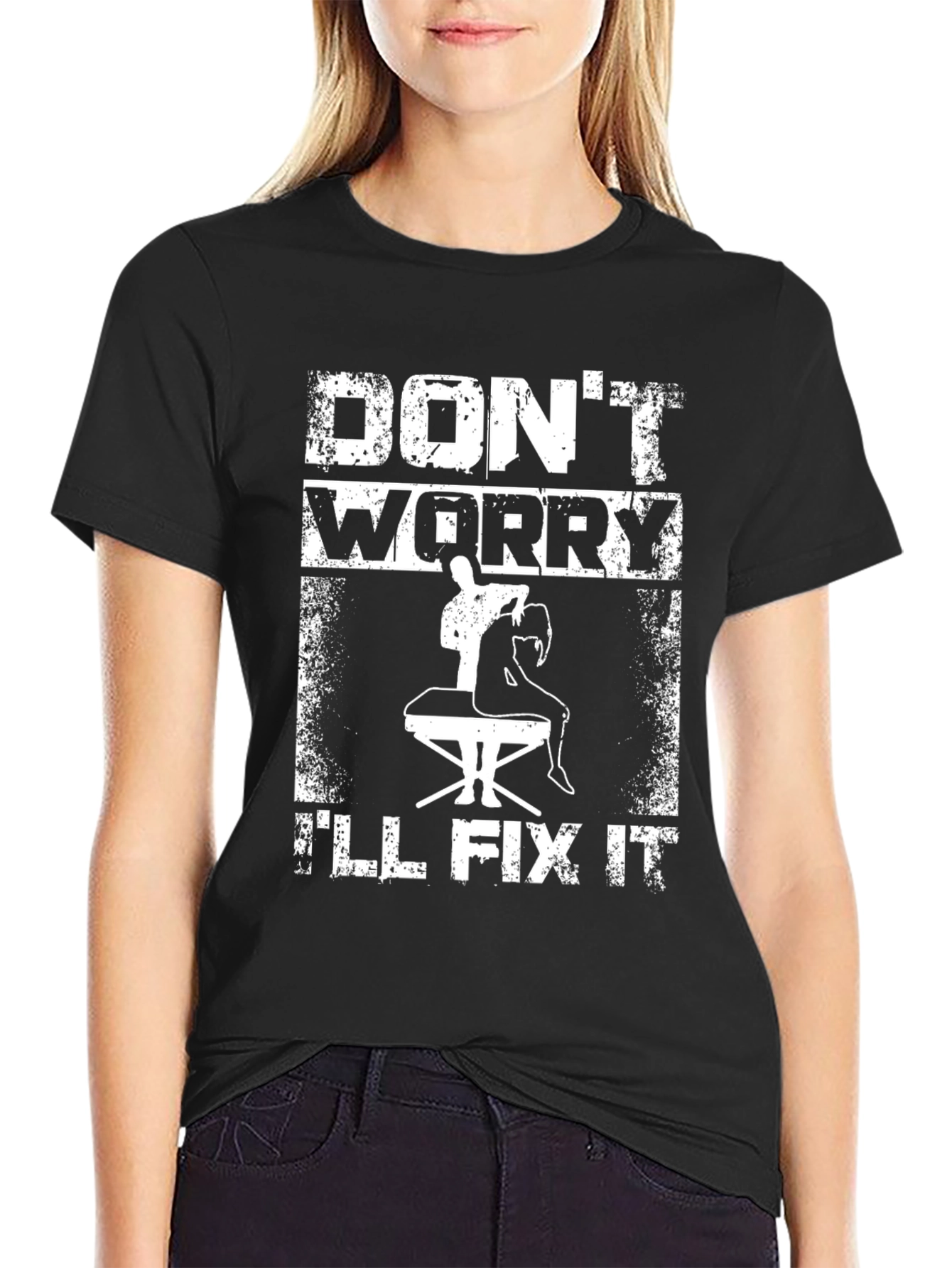 Black Don't Worry, I'll Fix It - Funny Chiropractic T-Shirt view 2