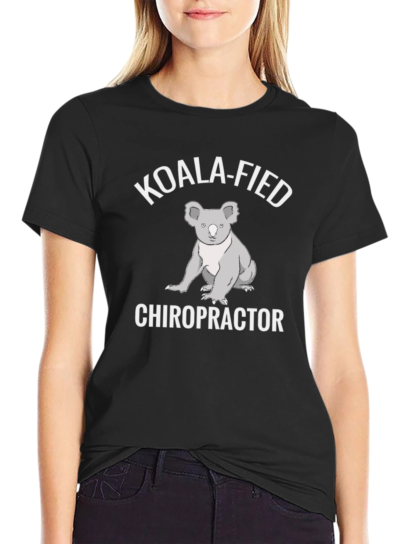 Black Koala-Fied Chiropractor Graphic Tee - Soft Cotton Shirt view 2