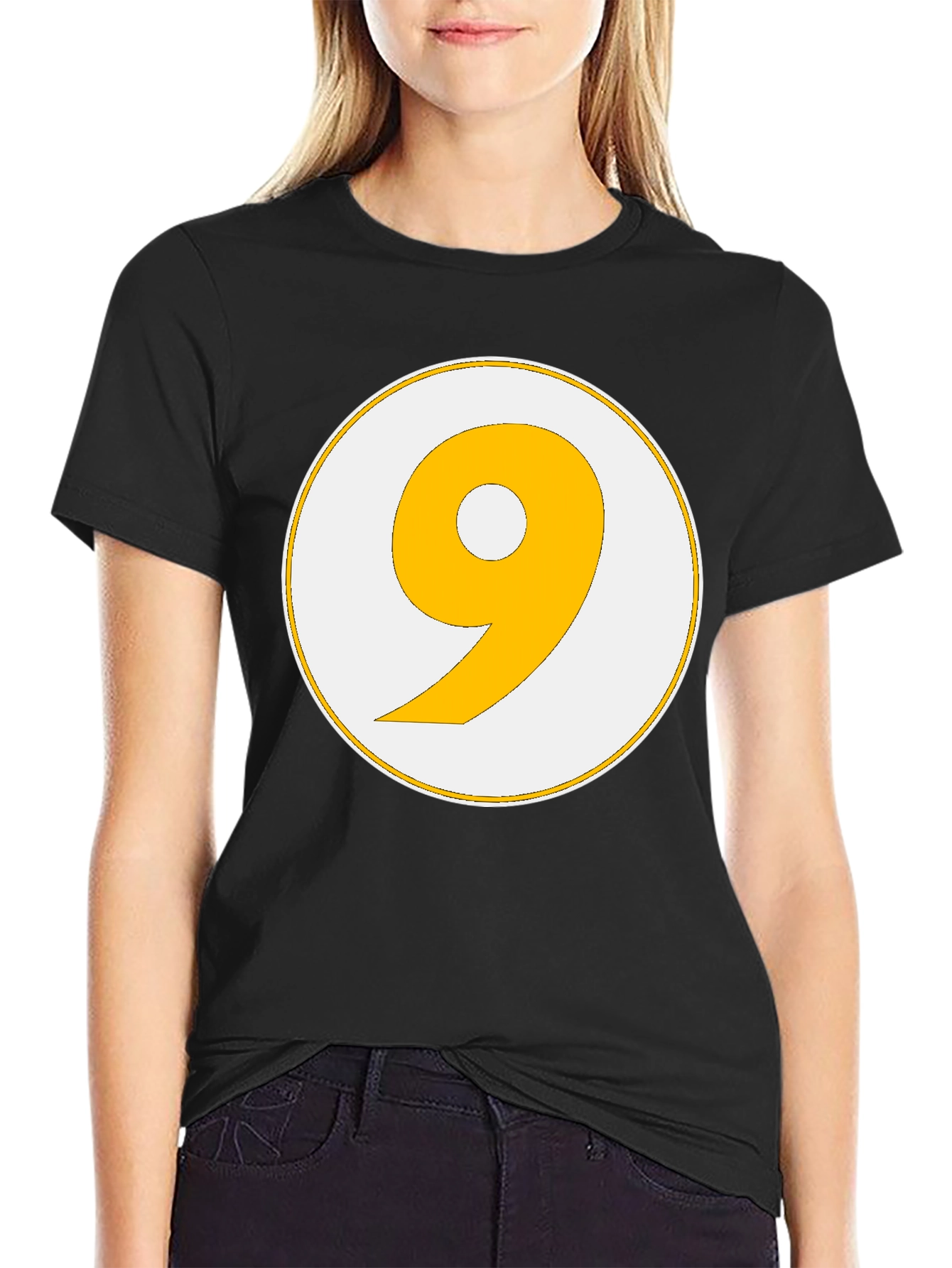 Black Nine Ball Graphic Tee - Black Cotton Blend view 2