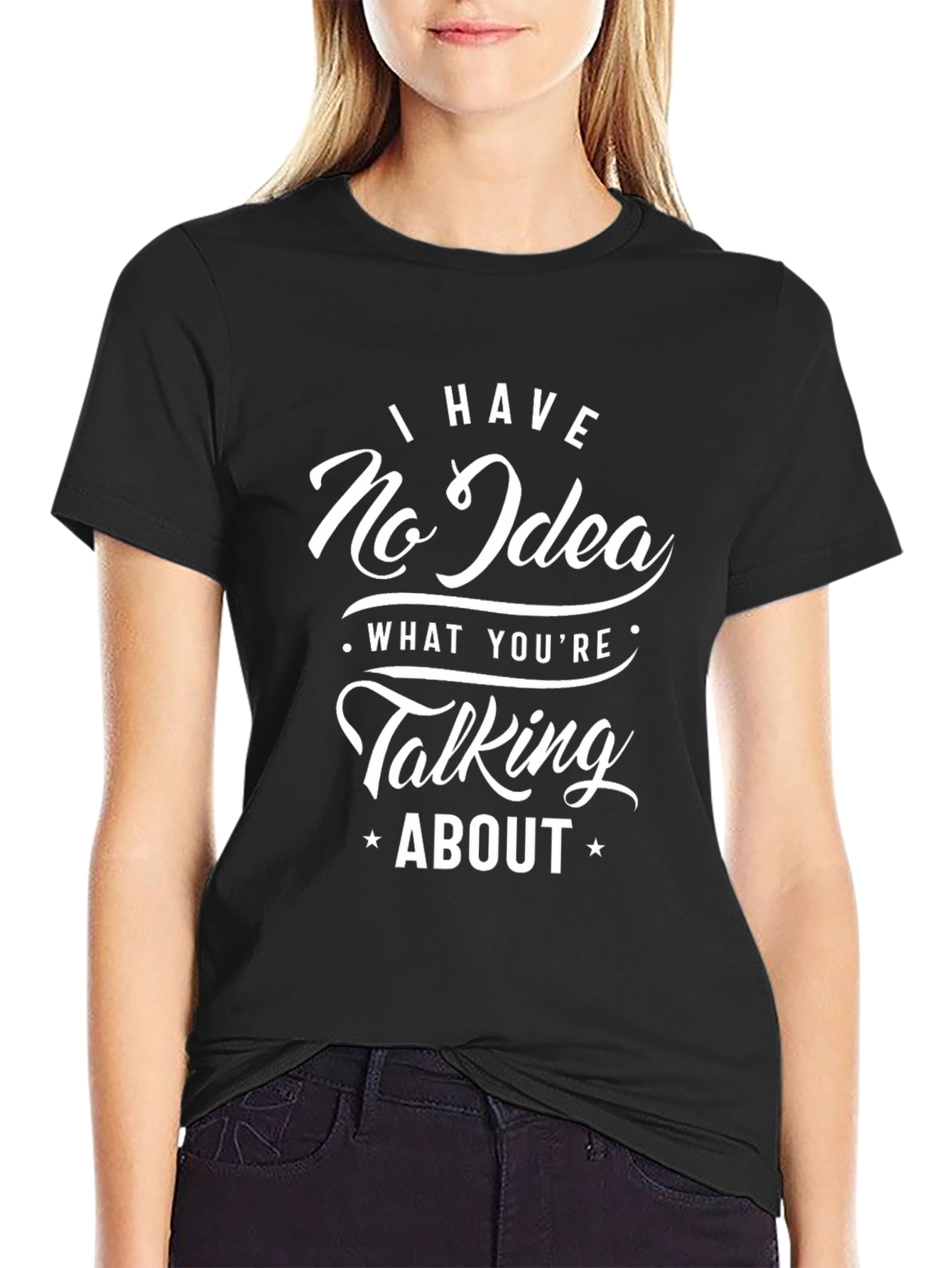 Black Funny 'No Idea' Graphic T-Shirt - Black Cotton Tee view 2