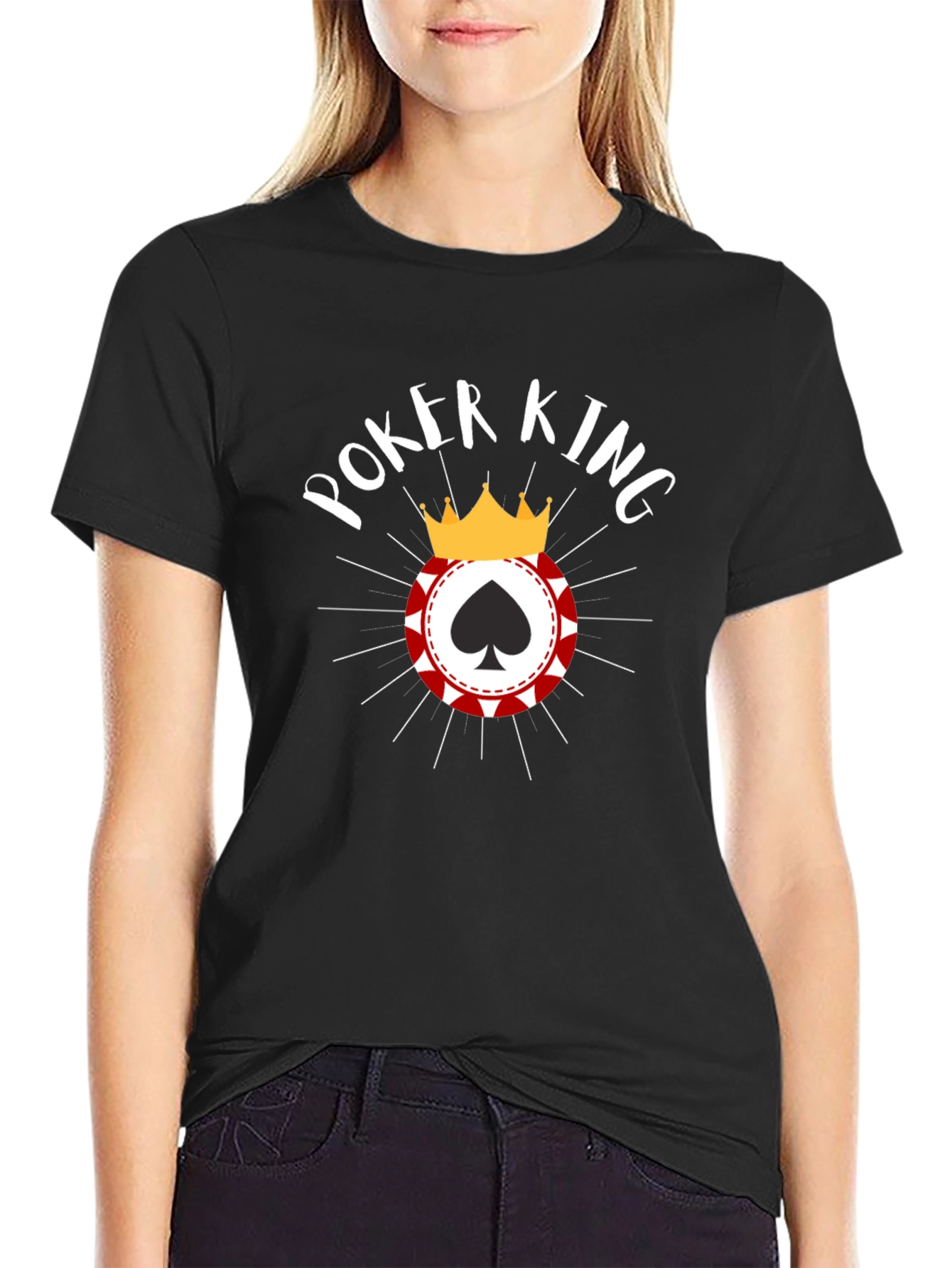 Black Poker King Graphic Tee - Black Cotton Blend T-Shirt view 2