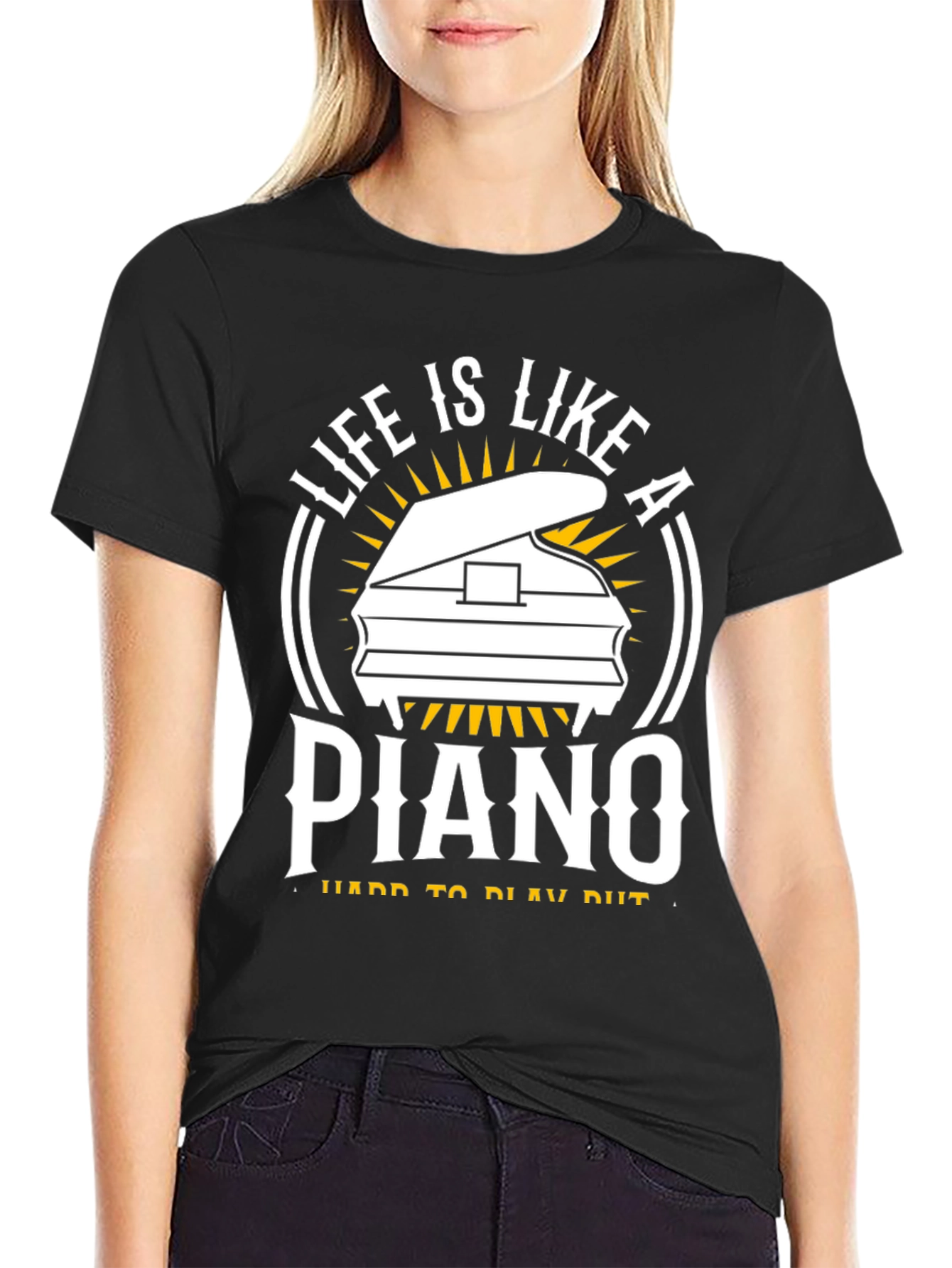 Black Life is Like a Piano T-Shirt - Music Lover Tee view 2