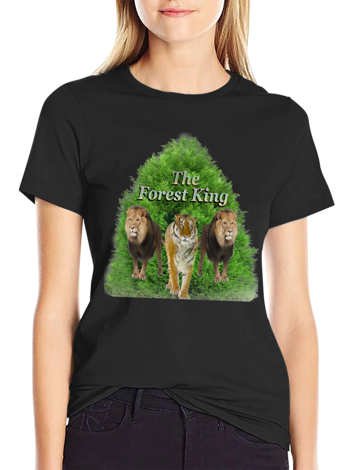 Black Forest King Graphic Tee - Lion & Tiger T-Shirt view 2