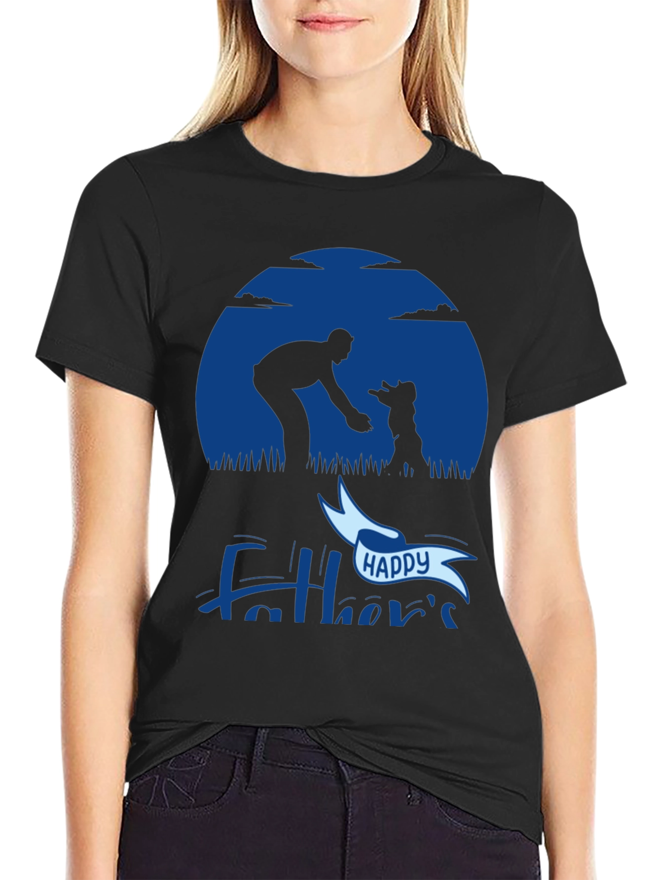 Black Happy Father's Day Black T-Shirt view 2