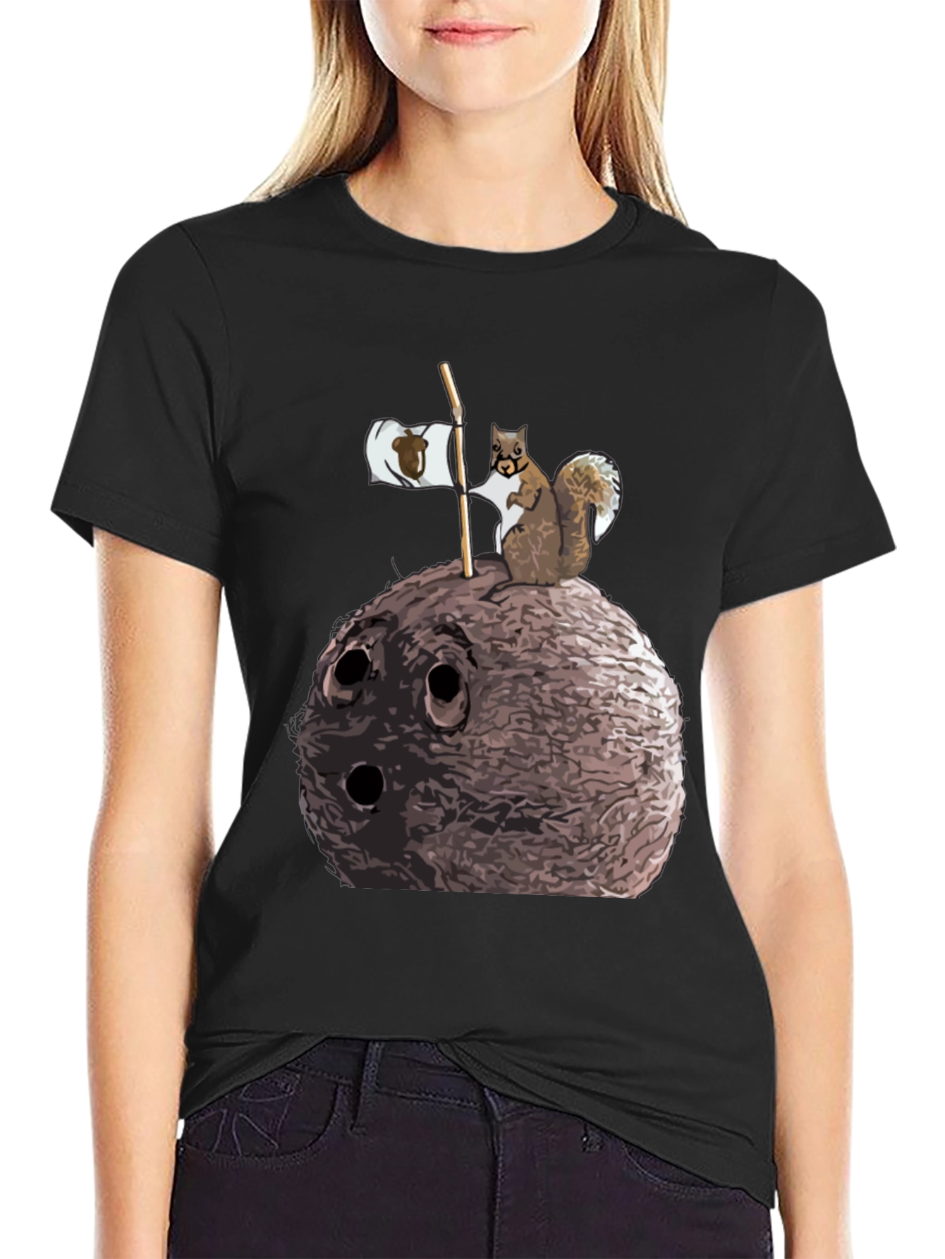 Black Nutty Squirrel Graphic Tee - Unique Humor view 2
