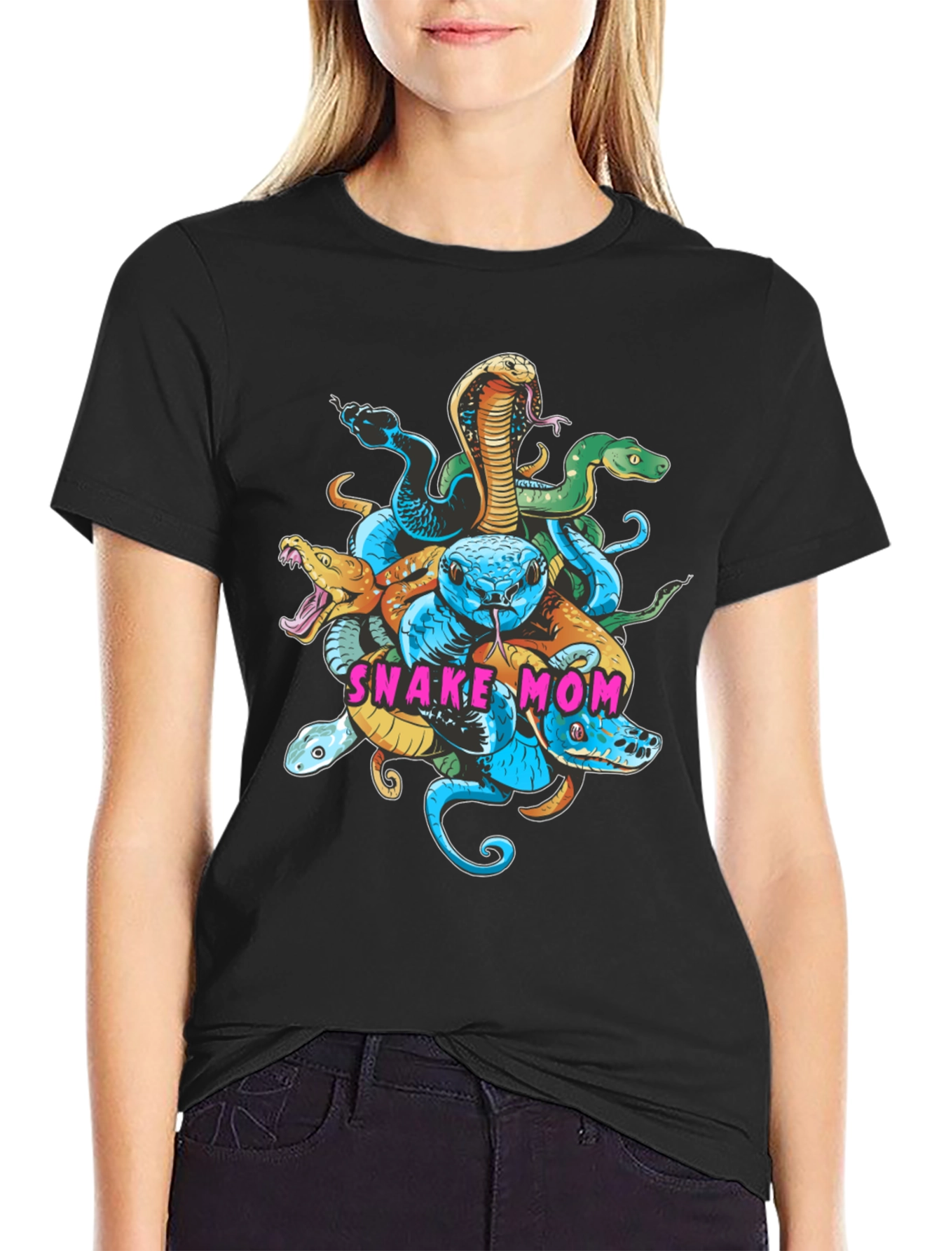 Black Snake Mom Graphic T-Shirt - Reptile Lover Tee view 2