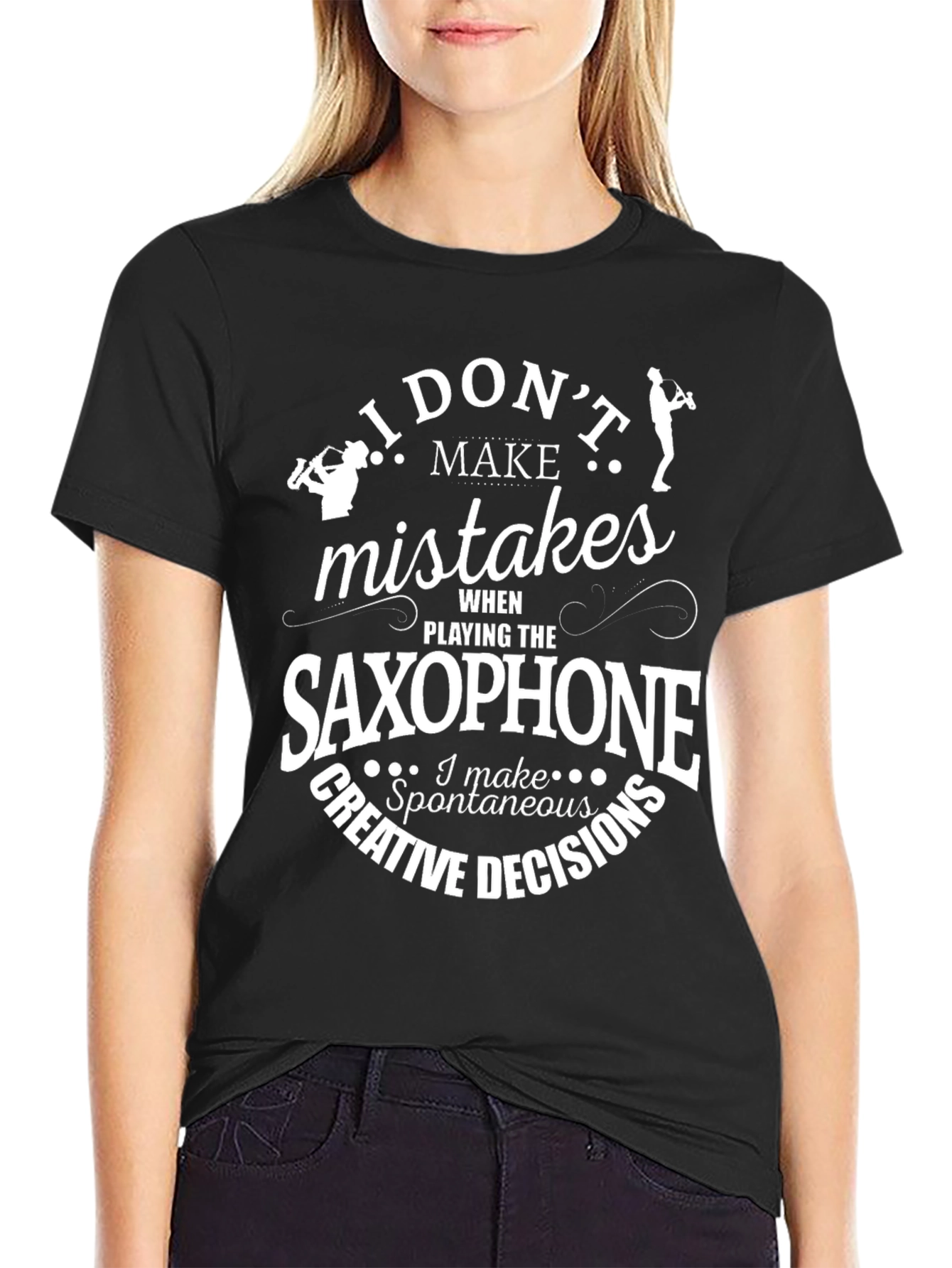 Black Saxophone Player T-Shirt - I Don't Make Mistakes view 2