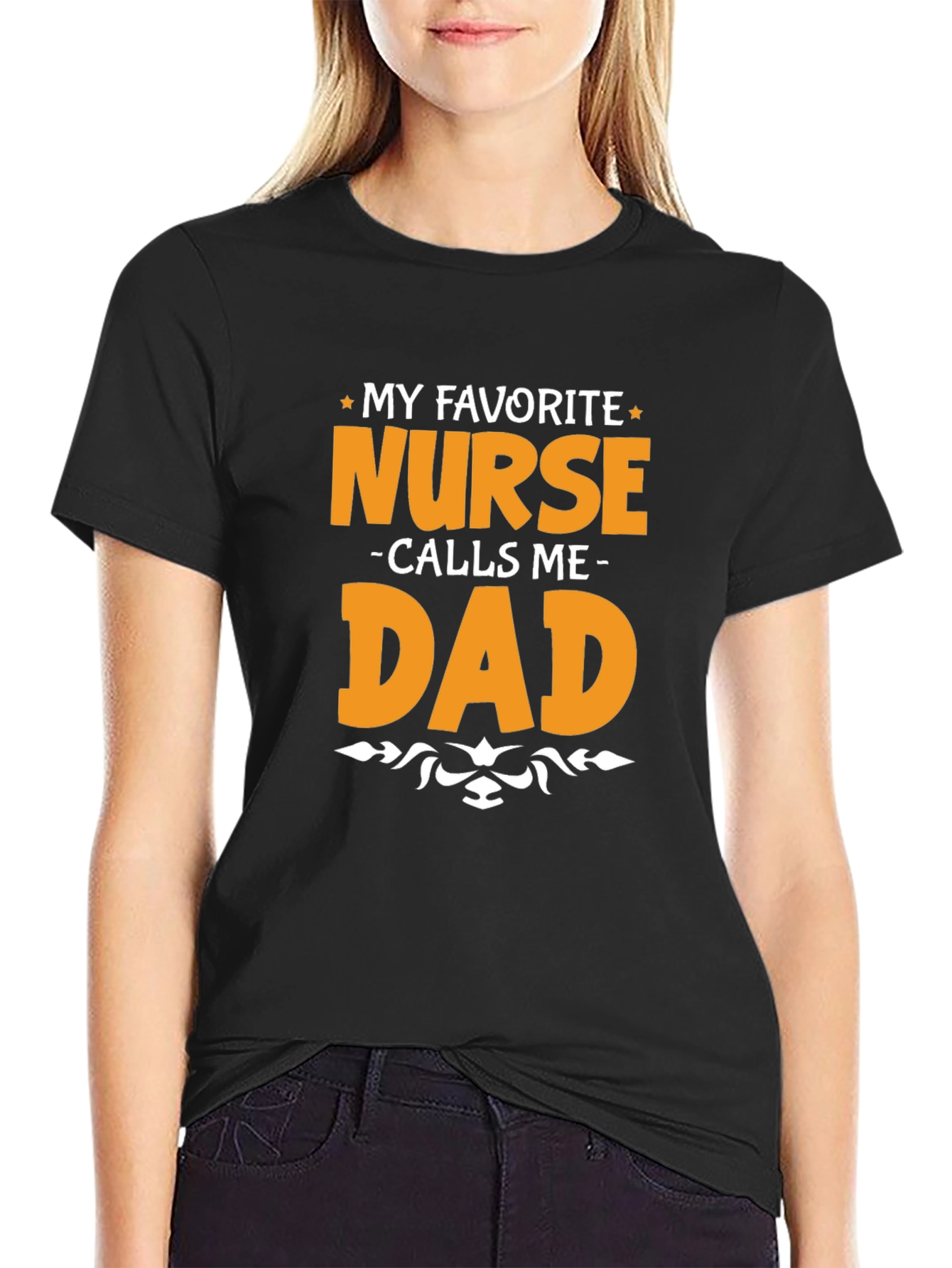 Black My Favorite Nurse Calls Me Dad T-Shirt view 2