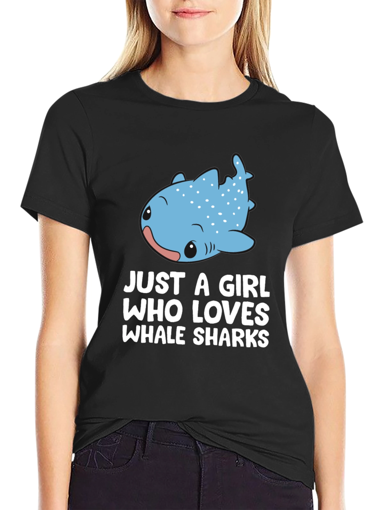 Black Just A Girl Who Loves Whale Sharks Black T-Shirt view 2