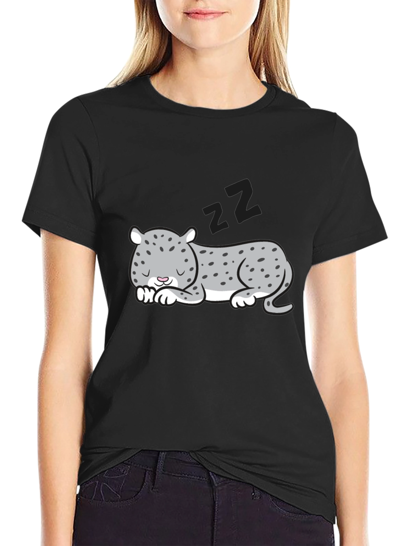 Black Sleeping Leopard Graphic T-Shirt - Men's Black Tee view 2