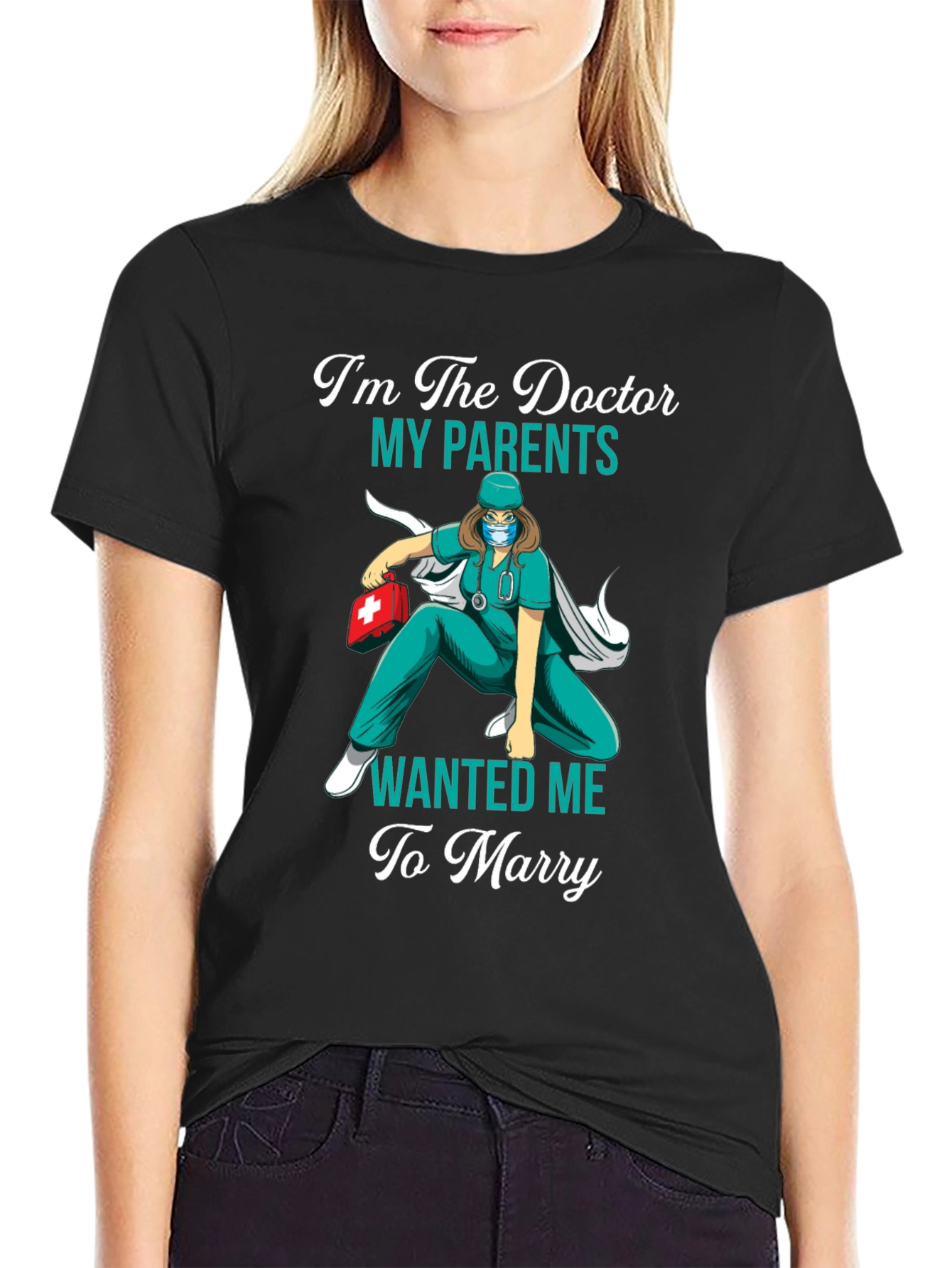 Black I'm The Doctor My Parents Wanted Me To Marry T-Shirt view 2