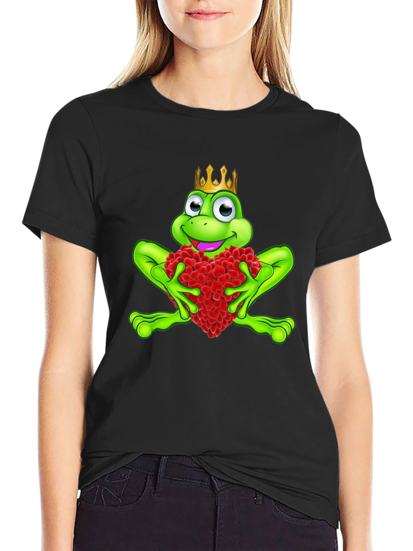 Black Frog Prince Heart T-Shirt - Men's Black Tee view 2