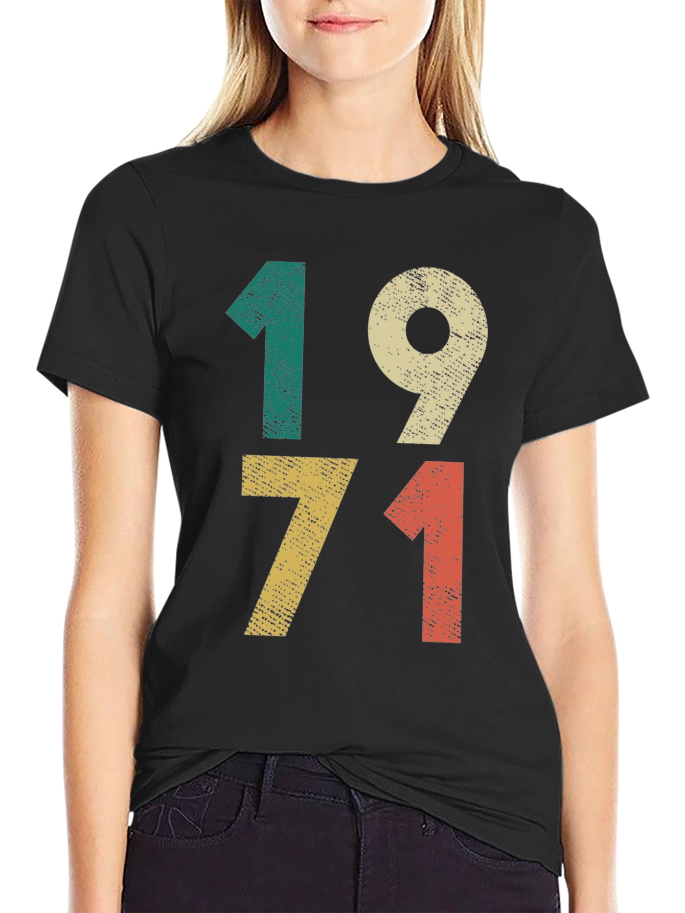 Black Retro 1971 T-Shirt - Vintage Style Birthday Tee view 2