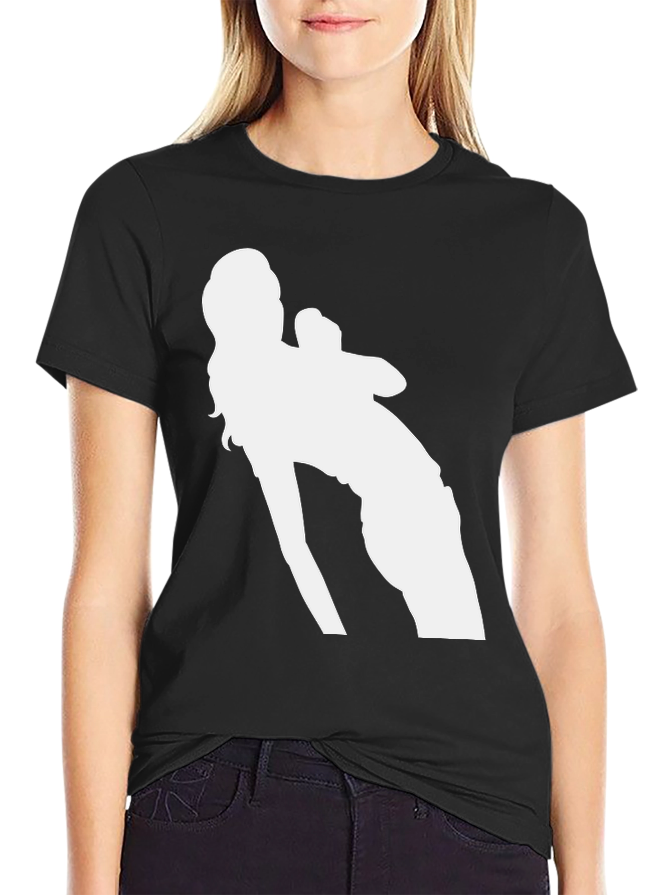 Black Black Graphic Tee - White Silhouette Design view 2