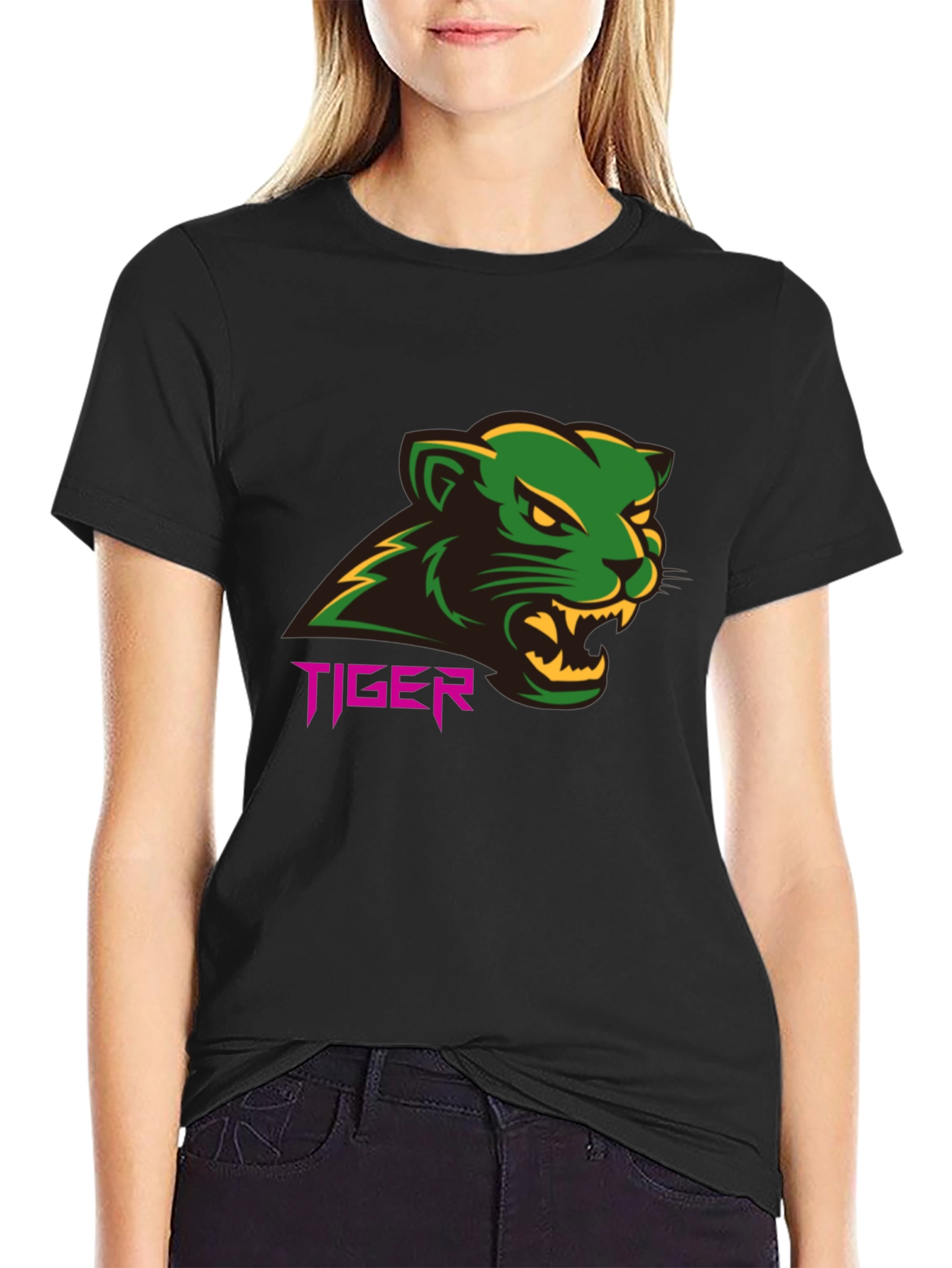 Black Tiger Graphic Tee - Bold Black T-Shirt view 2