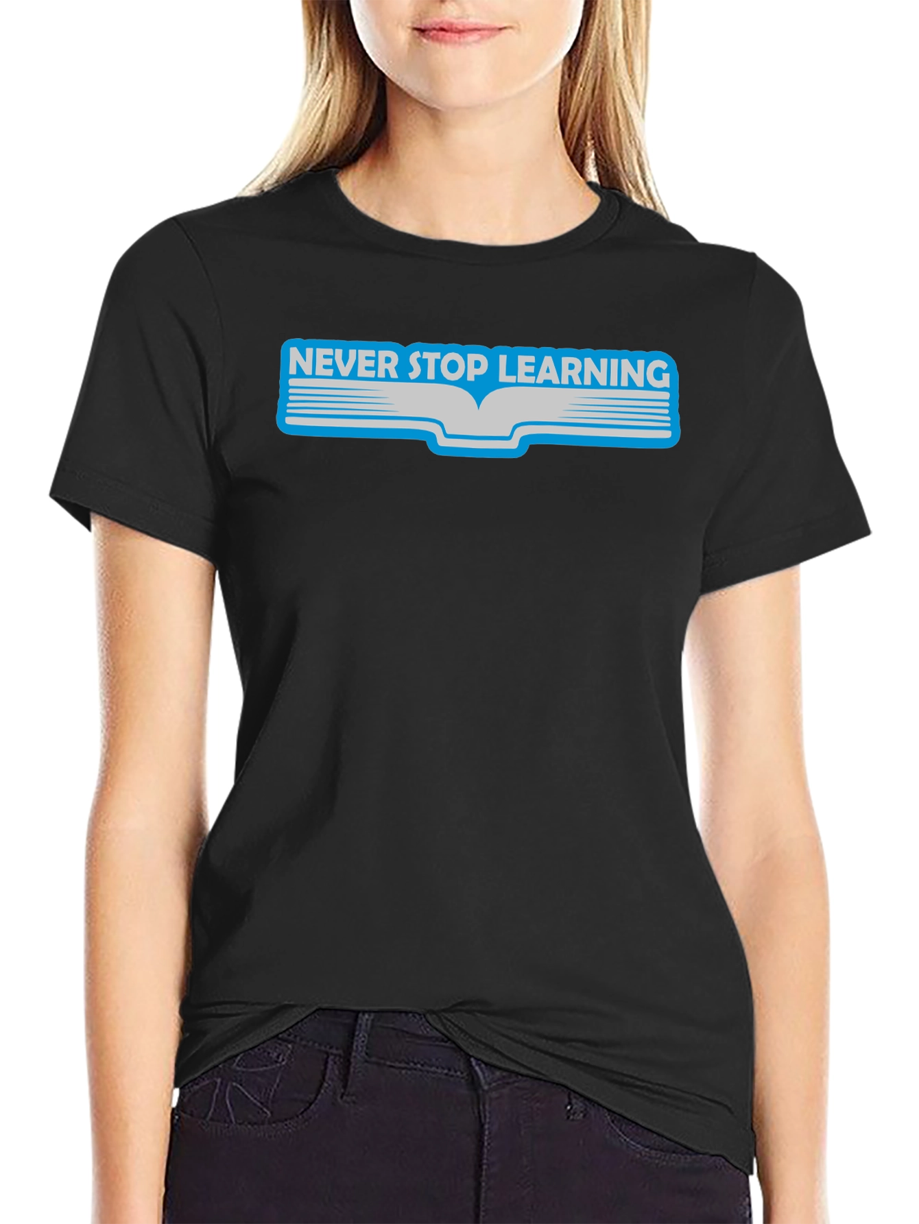 Black Never Stop Learning Graphic Tee view 2