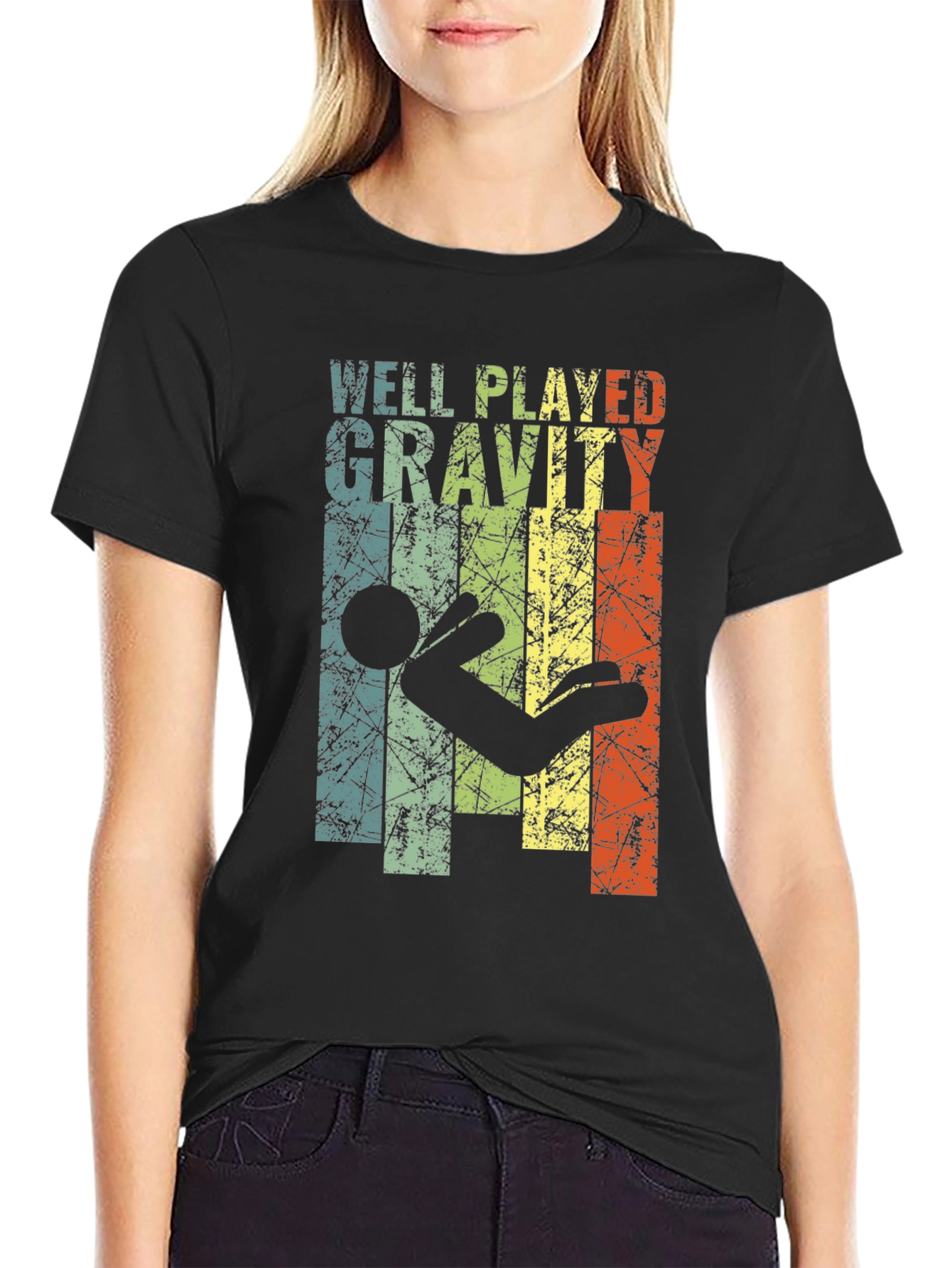 Black Well Played Gravity Graphic T-Shirt - Funny Design view 2