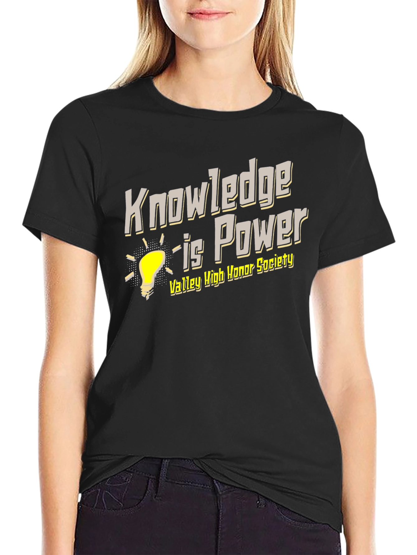Black Knowledge is Power T-Shirt - Valley High Honor Society view 2
