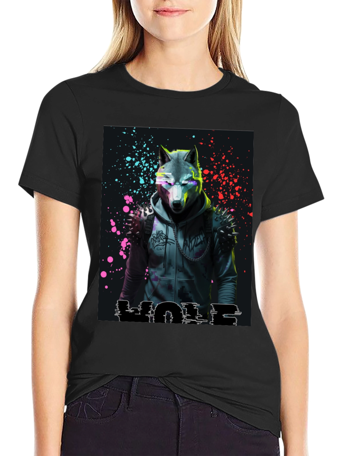 Black Wolf Graphic Tee - Urban Style view 2