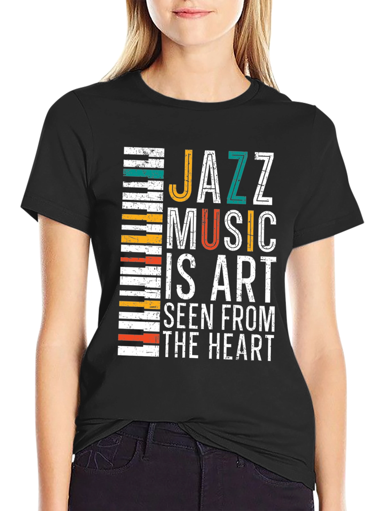 Black Jazz Music Art T-Shirt view 2