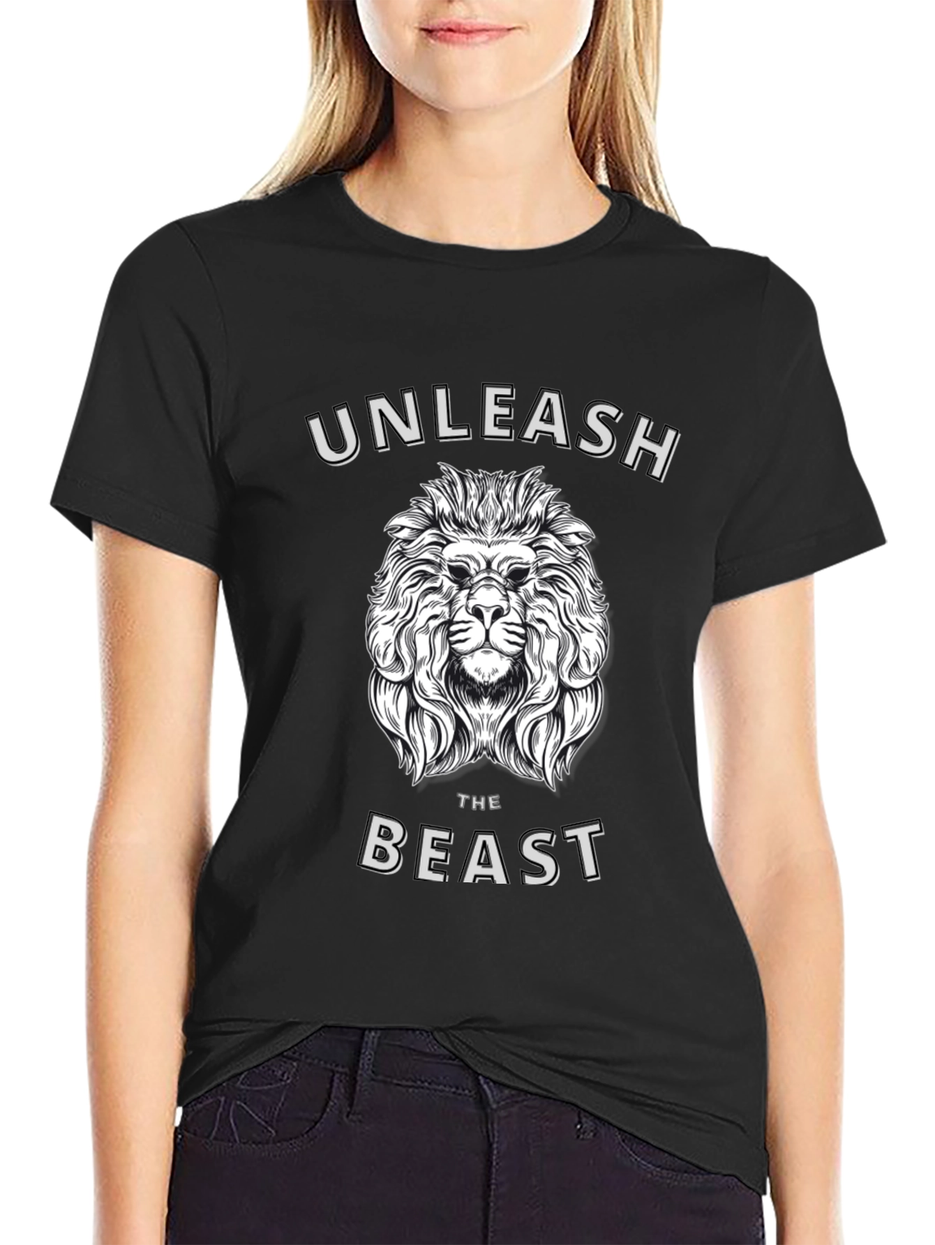 Black Unleash the Beast Lion Graphic T-Shirt - Mens view 2