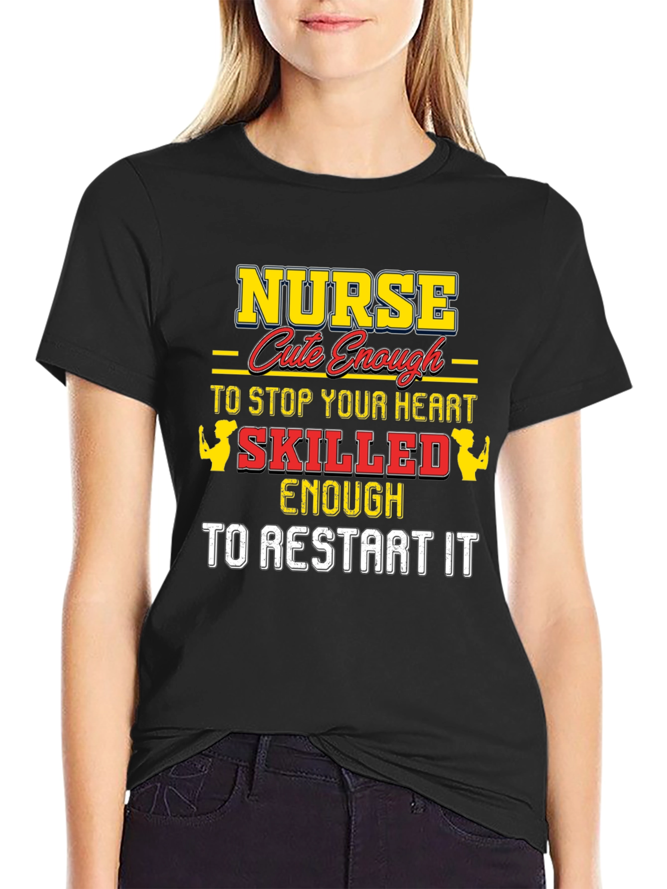 Black Nurse Cute Enough T-Shirt view 2