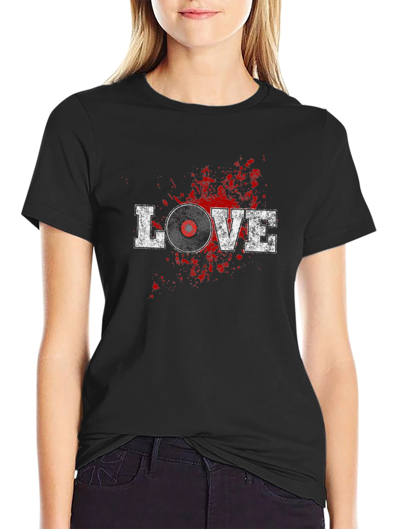 Black Love Vinyl Record T-Shirt - Retro Music Tee view 2