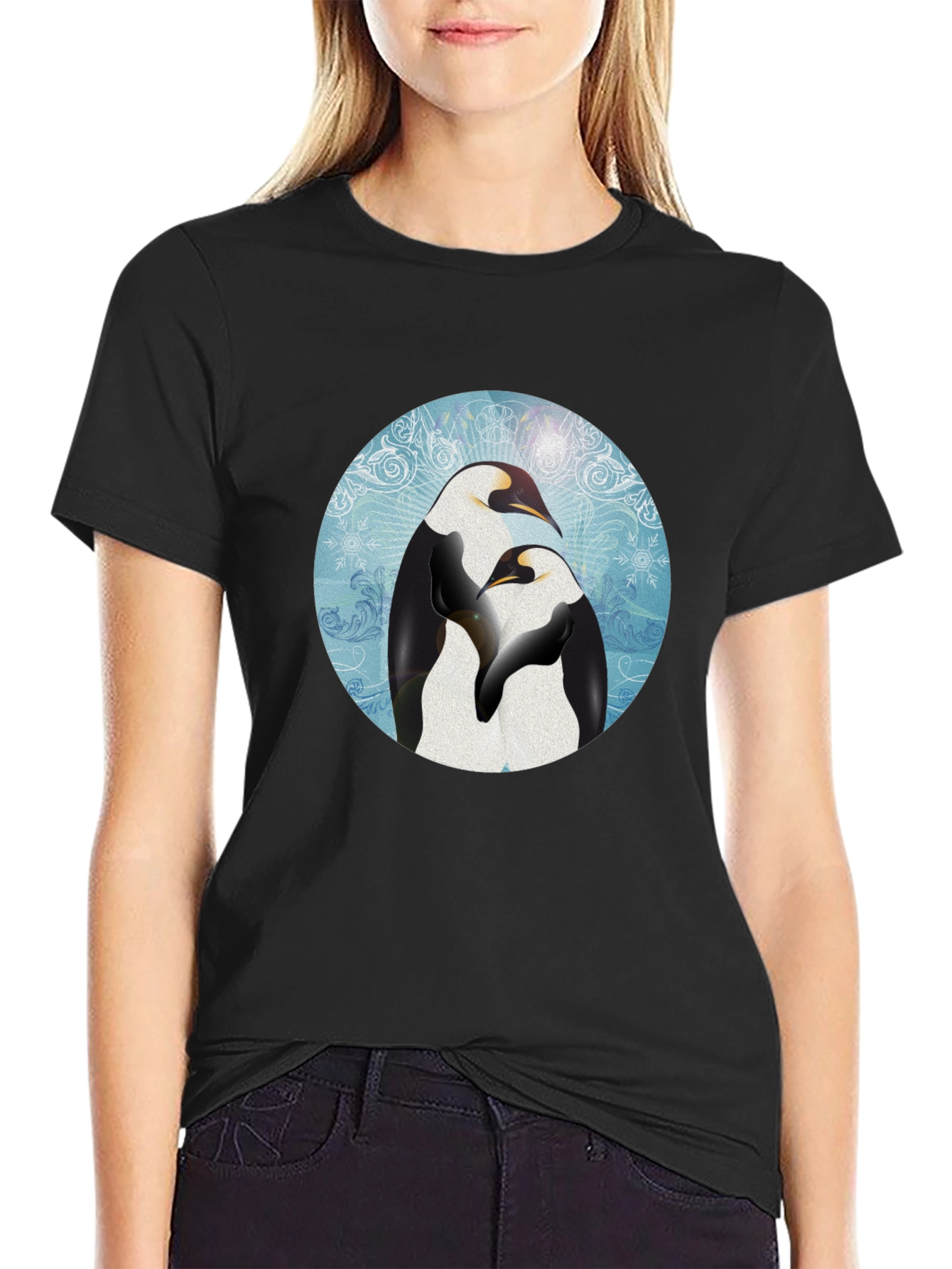 Black Penguin Love Graphic T-Shirt - Black view 2
