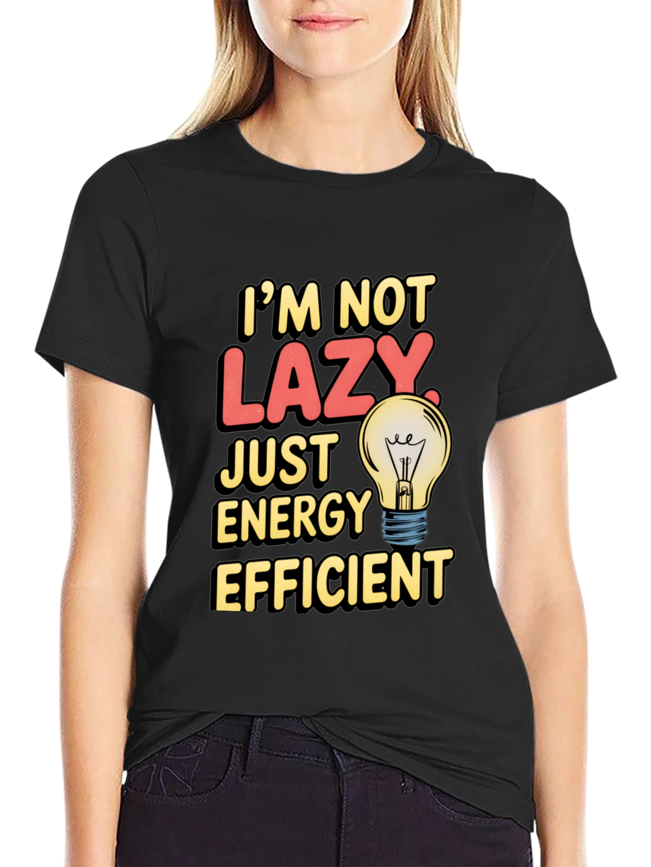 Black Funny Energy Efficient T-Shirt view 2