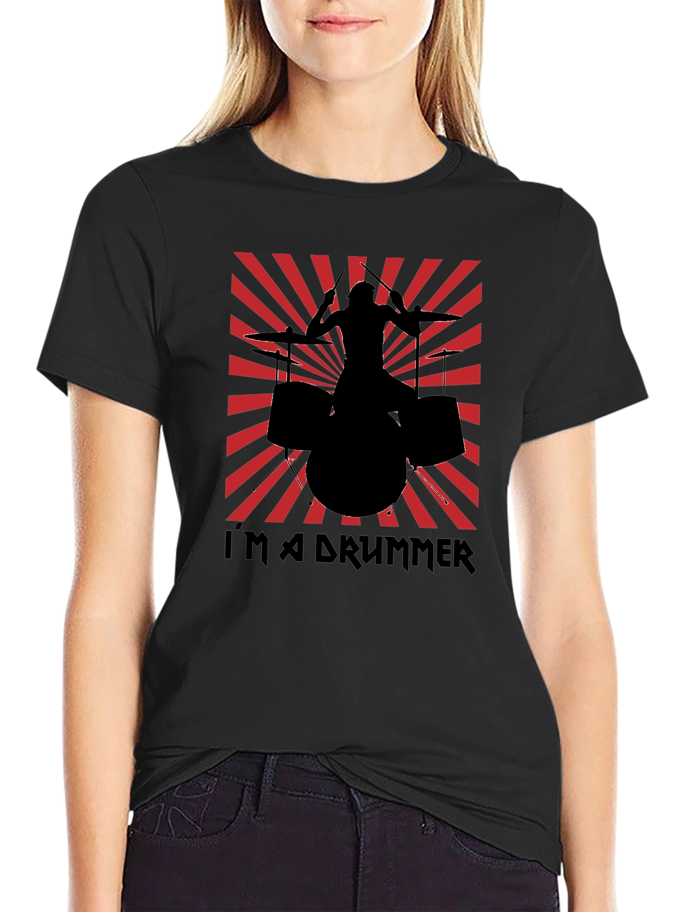Black I'm a Drummer T-Shirt - Black view 2